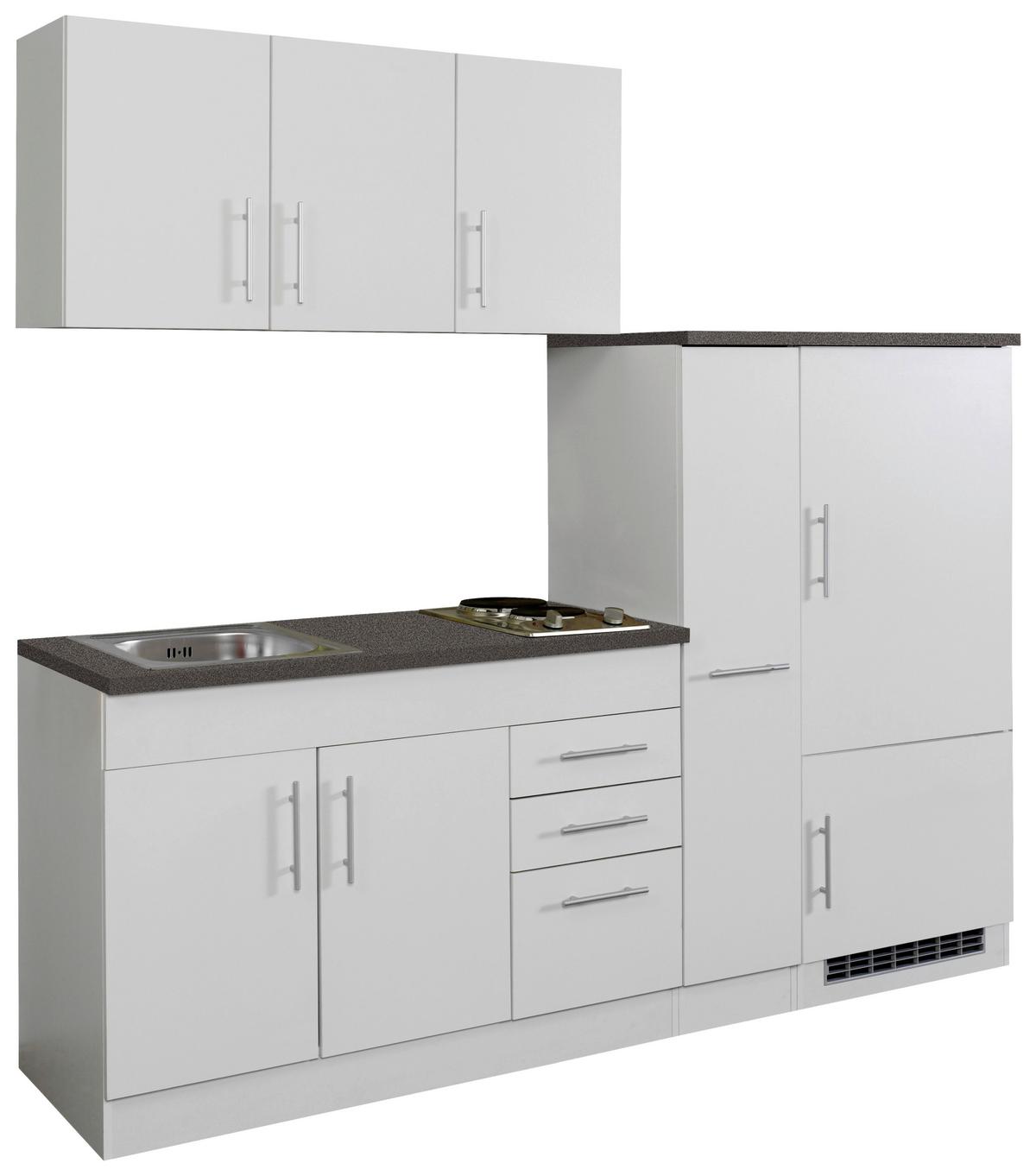 Küchenblock Toronto II m. Geräten Weiß - Chromfarben/Graphitfarben, MODERN, Holzwerkstoff/Metall (210cm) - Held