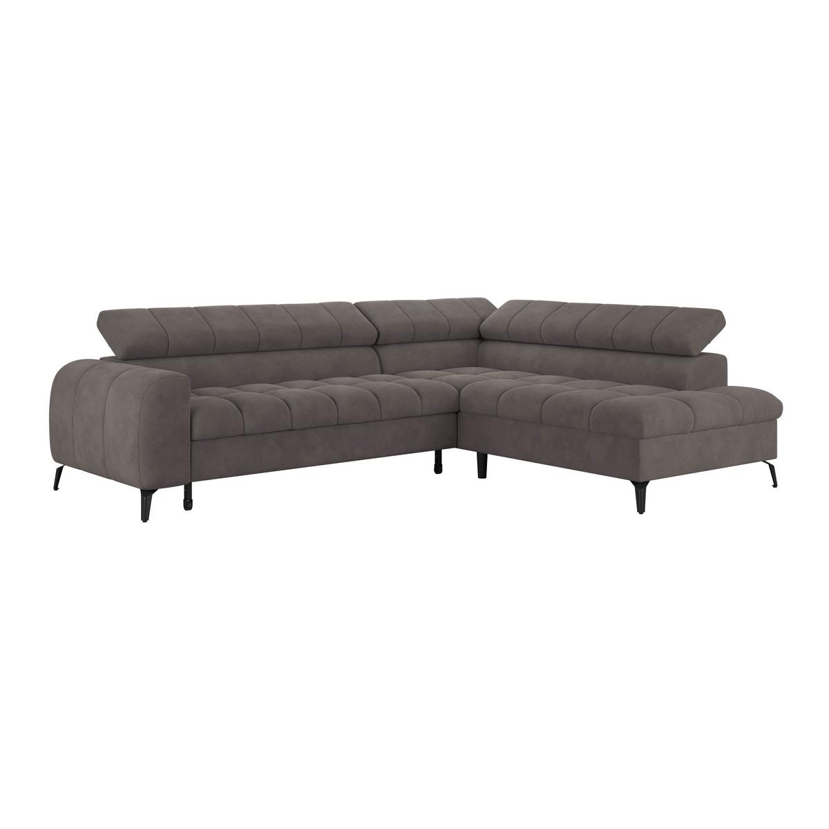 Kutna Garnitura Volf - boje grafita/tamno siva, Trend, tekstil/metal (261/203cm)