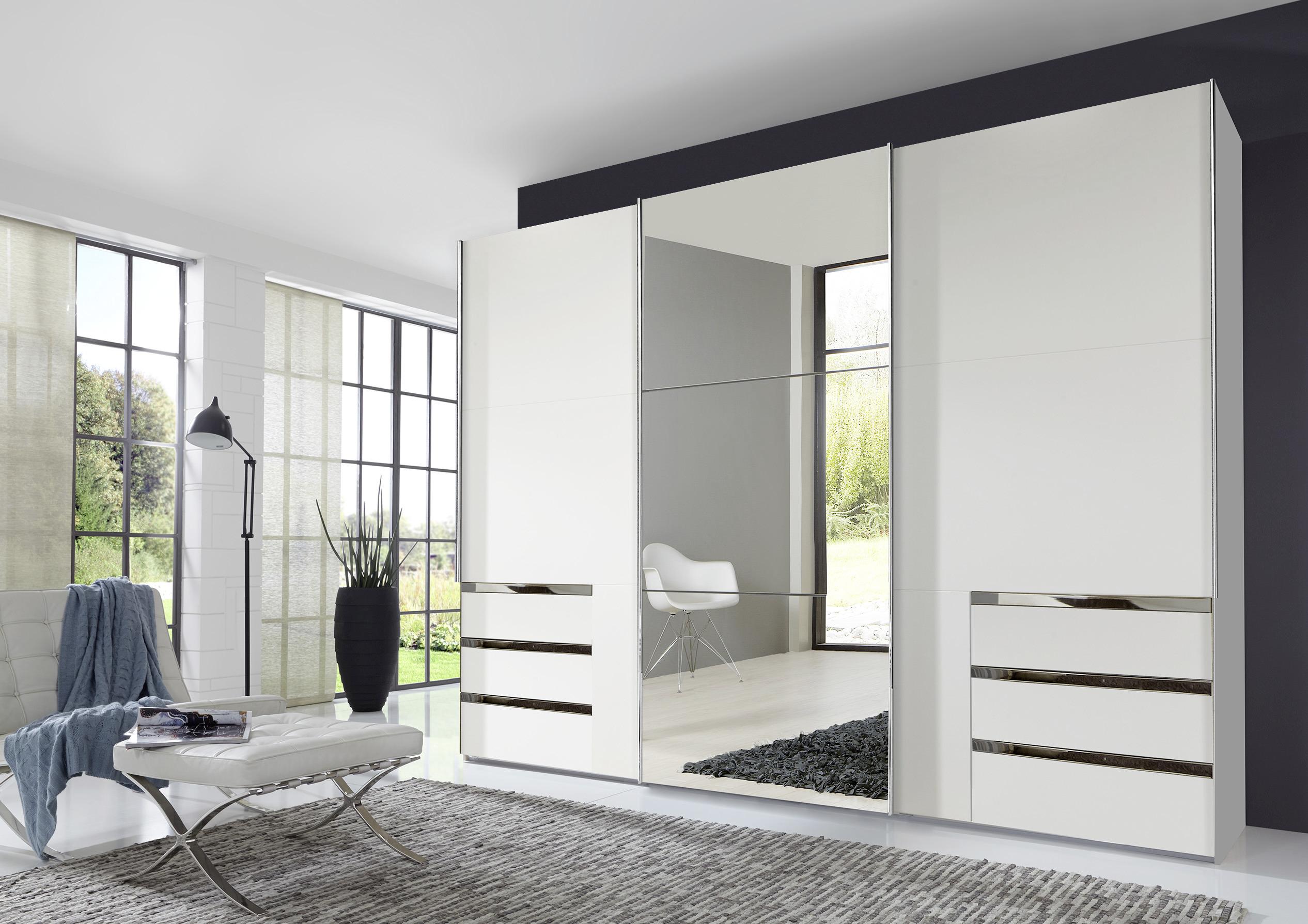 Ormar S Kliznim Vratima Level 36a - bijela/srebrne boje, Moderno, staklo/drvni materijal (300/216/65cm) - Modern Living