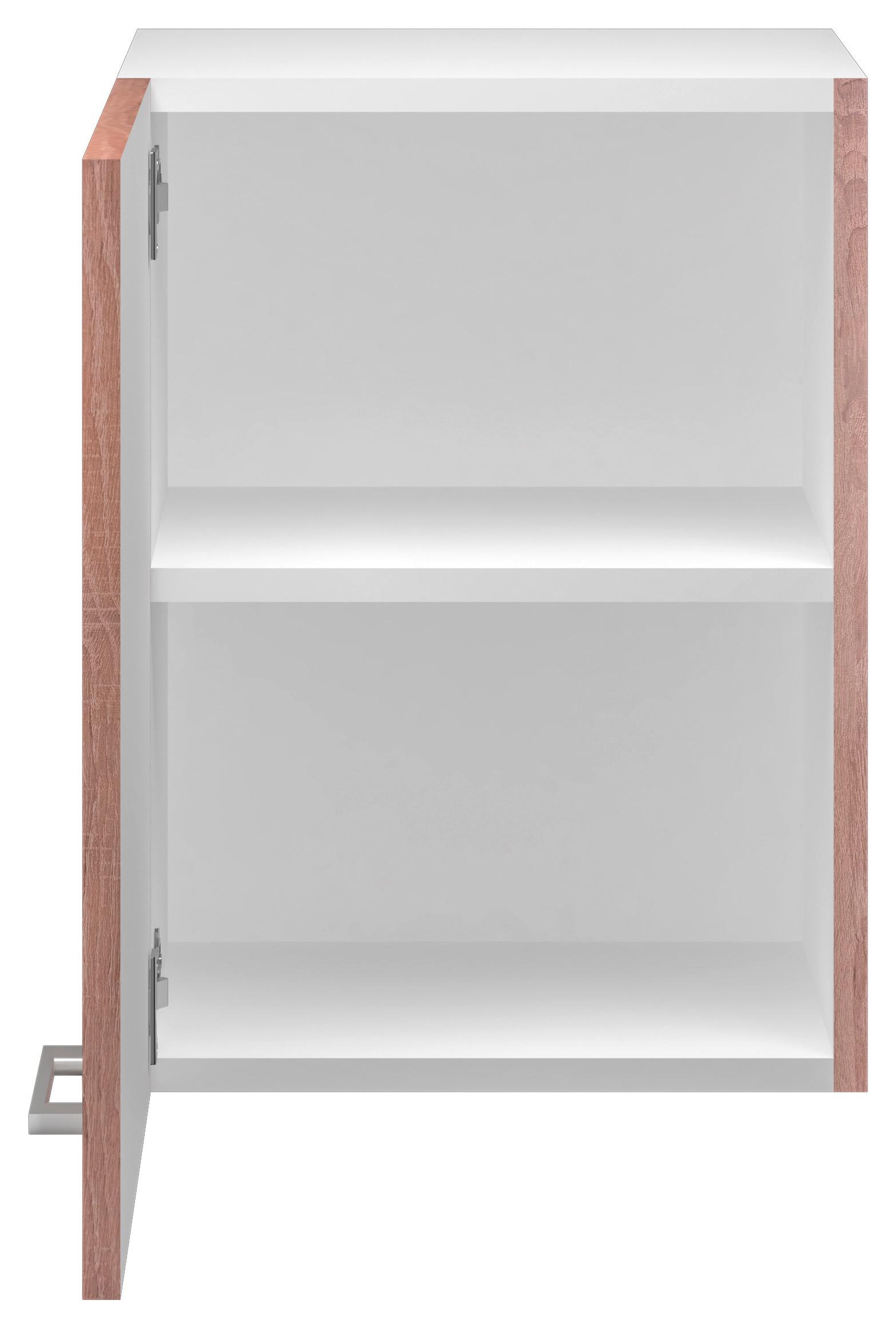 Kuhinjska Zgornja Omarica Samoa, Barva Hrasta - bela/barve aluminija, Konvencionalno, umetna masa/leseni material (40/54,8/32cm)