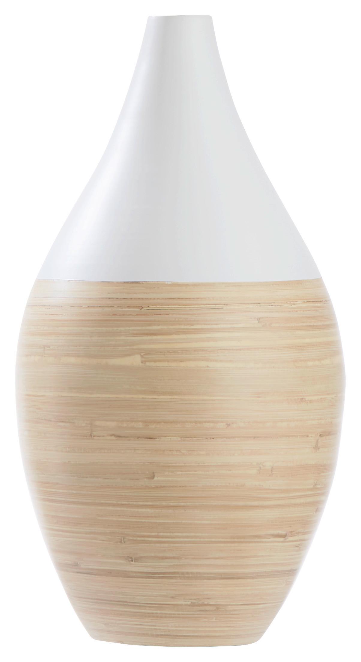 Vase Diana aus Bambus - Naturfarben/Weiß, LIFESTYLE, Naturmaterialien (26/50cm) - Zandiara