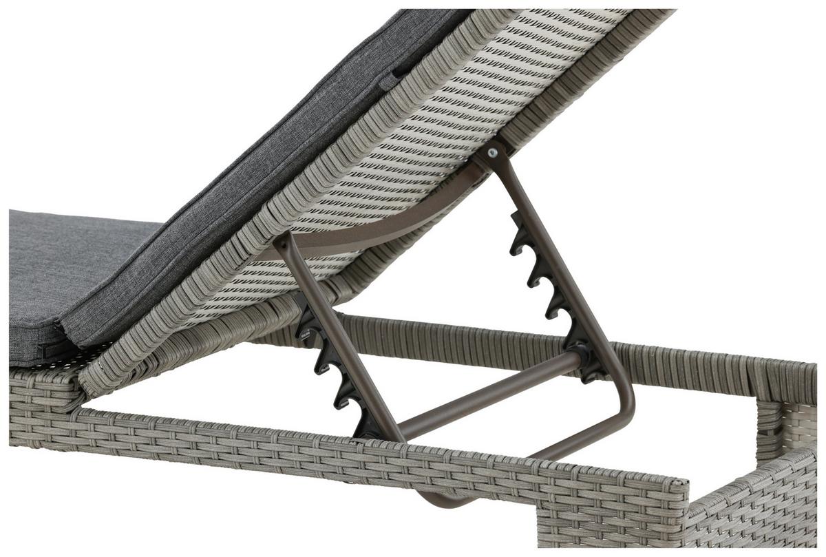 Sonnenliege London ca. 60x32x196 cm Grau - Grau, KONVENTIONELL, Kunststoff/Textil (60/32/196cm) - Gardenson