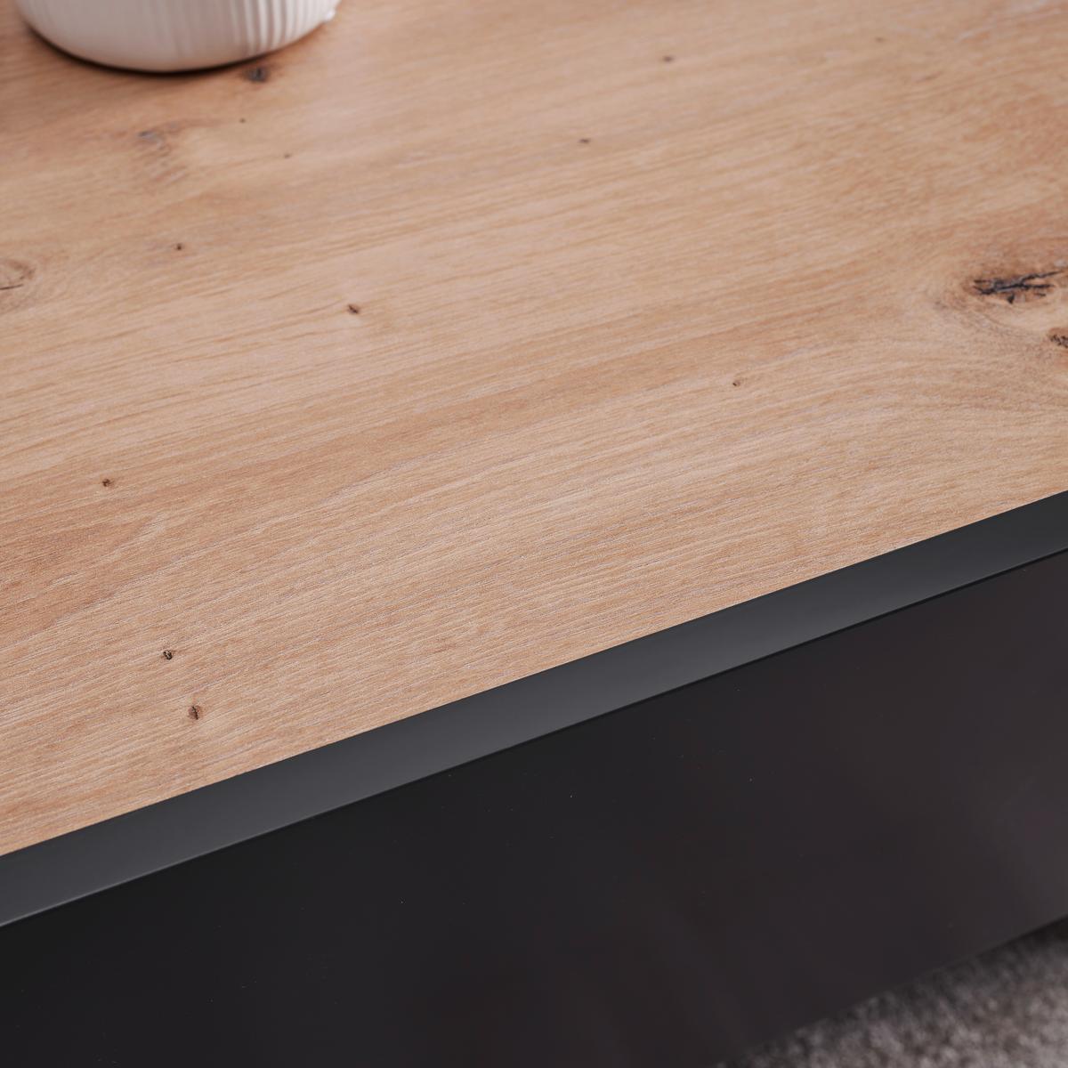 Couchtisch Fosco Grau/Eichefarben MDF - Eichefarben/Schwarz, Modern, Metall (80/80/38cm) - Bessagi Home