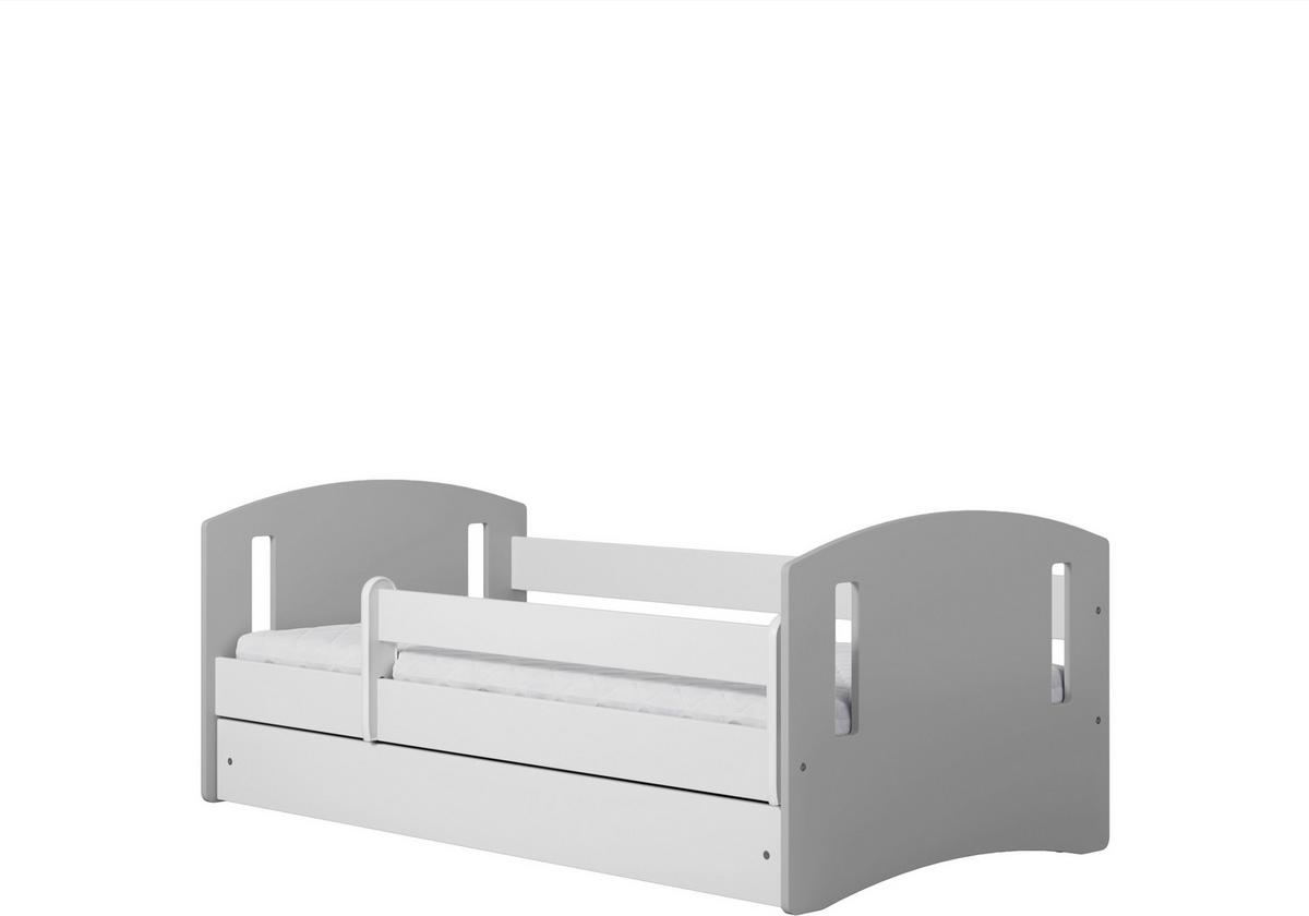 Otroška Postelja Classic 2, Bela, Siva, 80x140cm - siva/bela, Moderno, tekstil/leseni material (80/140cm) - MID.YOU