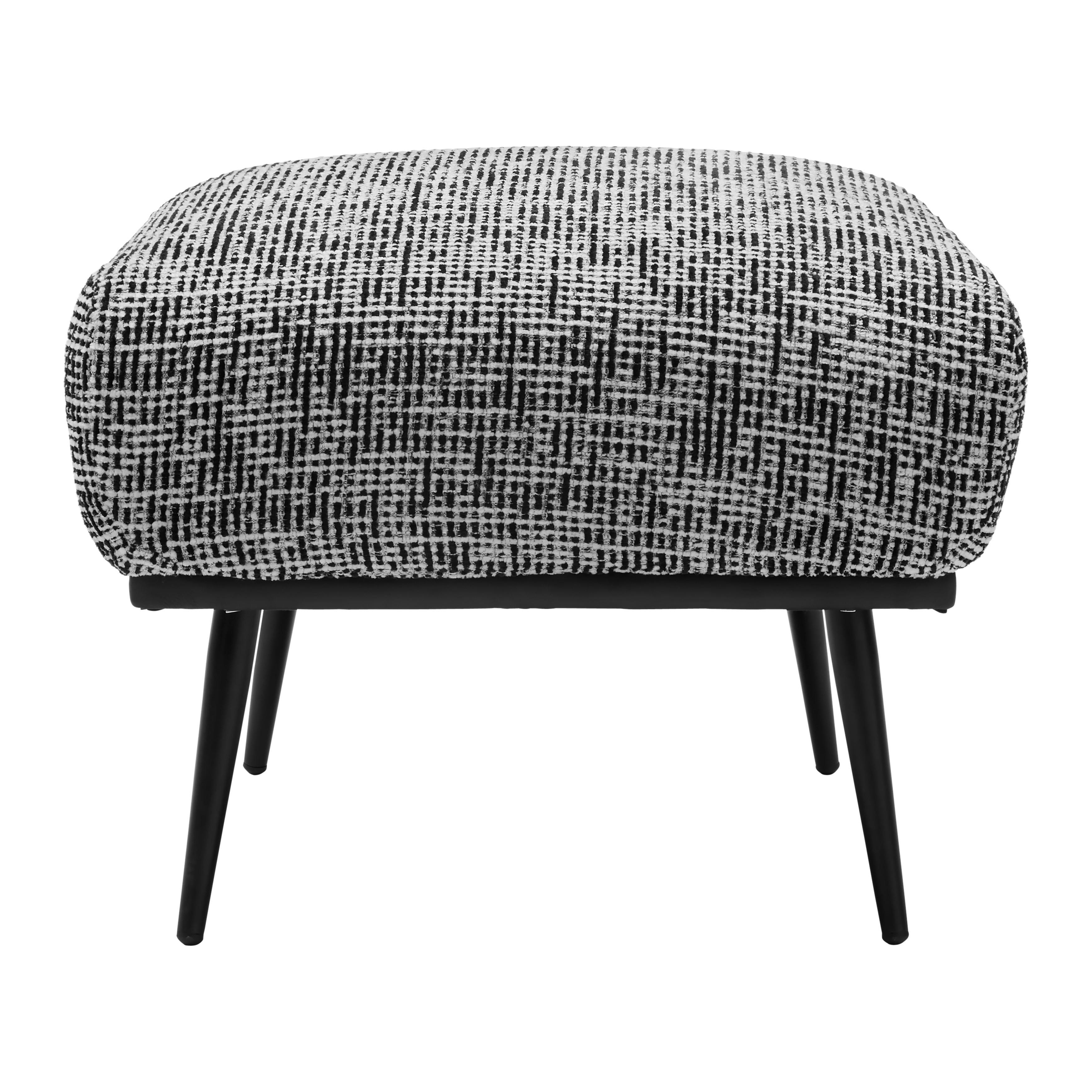 Hocker Somy Chenille Schwarz/Weiß - Schwarz/Weiß, MODERN, Textil/Metall (53/45/58cm) - Premium Living