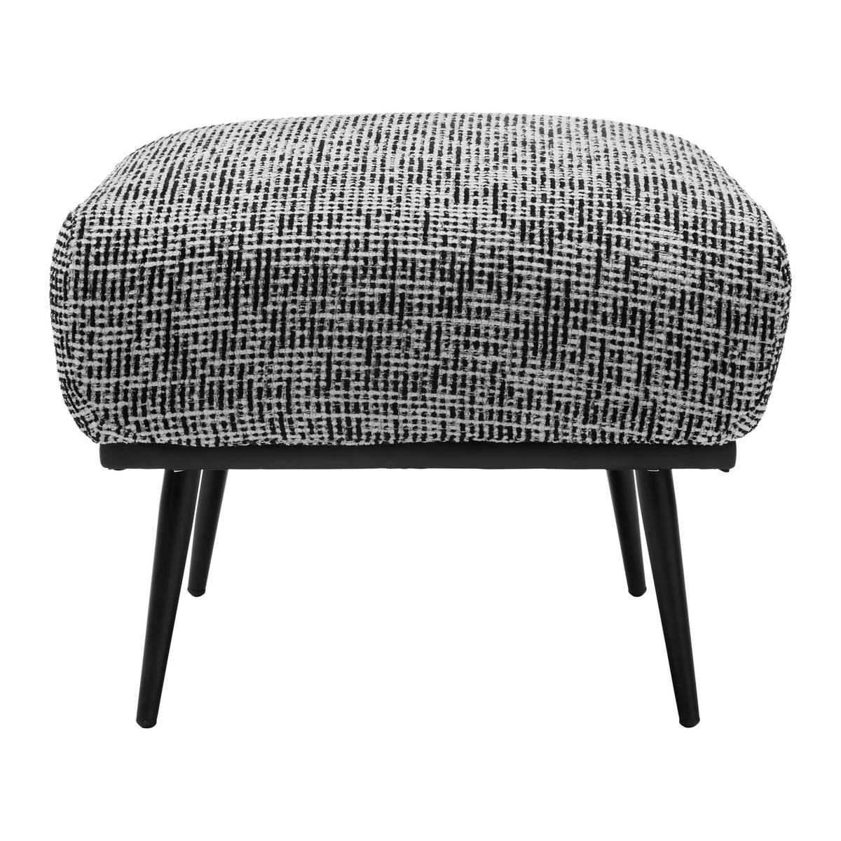 Hocker Somy Chenille Schwarz/Weiß - Schwarz/Weiß, MODERN, Textil/Metall (53/45/58cm) - Premium Living
