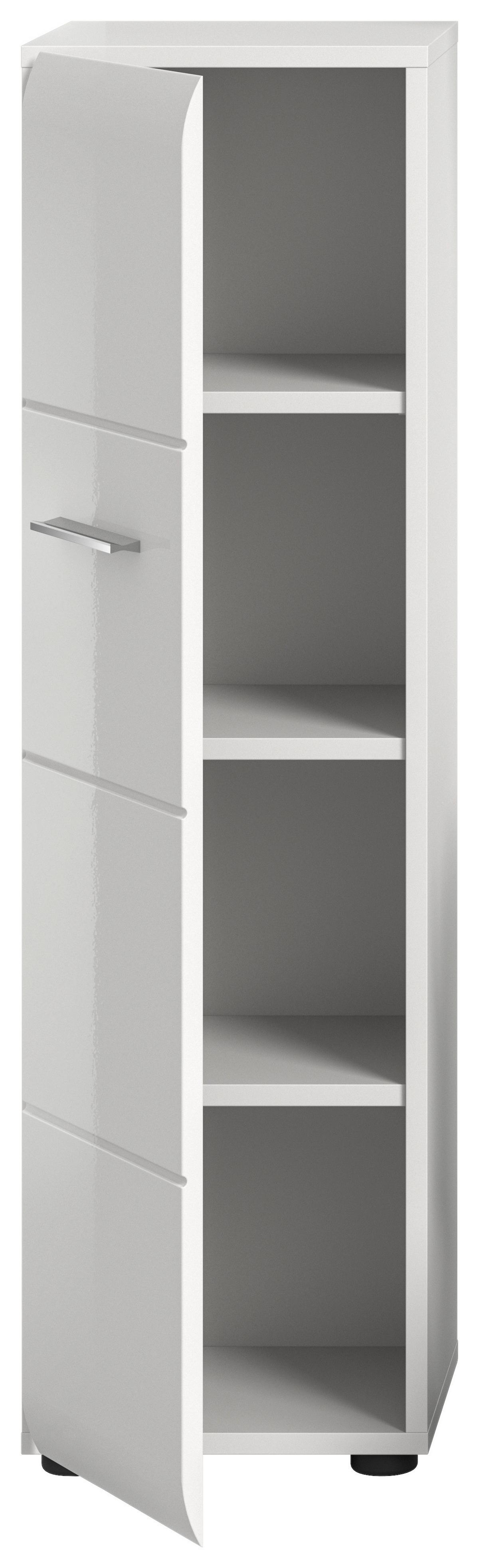 Midischrank Ice ca. 30x106 cm Weiß - Weiß Hochglanz/Silberfarben, MODERN, Holzwerkstoff/Kunststoff (30/106/30cm) - MID.YOU