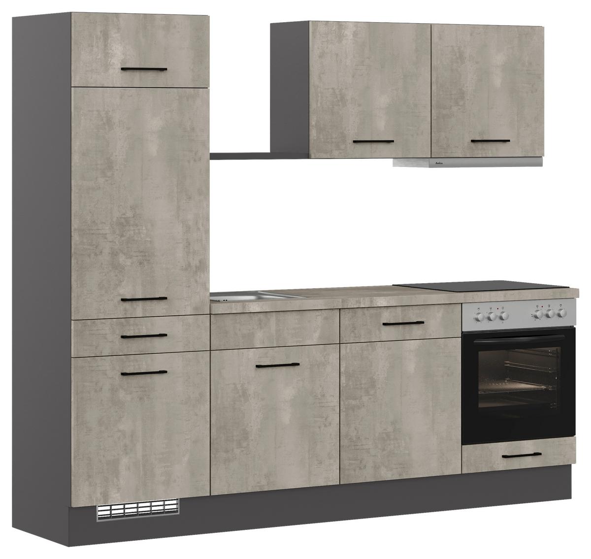 Küchenblock inkl. 5 E-Geräte IP1200 Grau - Graphitfarben/Schwarz, Trend, Holzwerkstoff/Metall (240cm) - Impuls