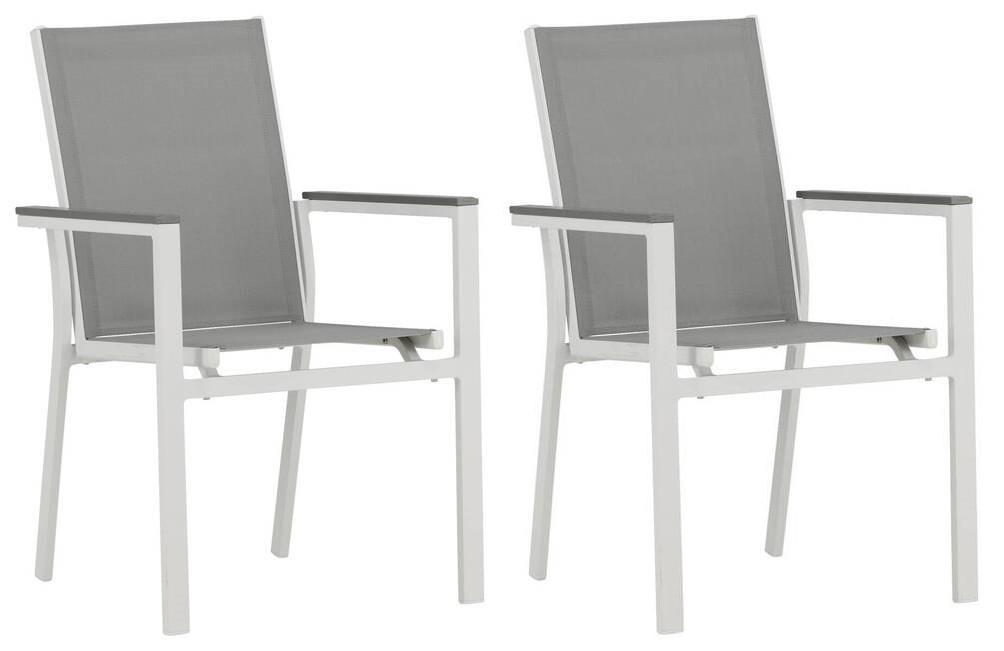 Gartenstuhl 2er-Set Parma ca. 57x90x60 cm Grau/Weiß - Weiß/Grau, KONVENTIONELL, Textil/Metall (57/90/60cm) - Gardenson