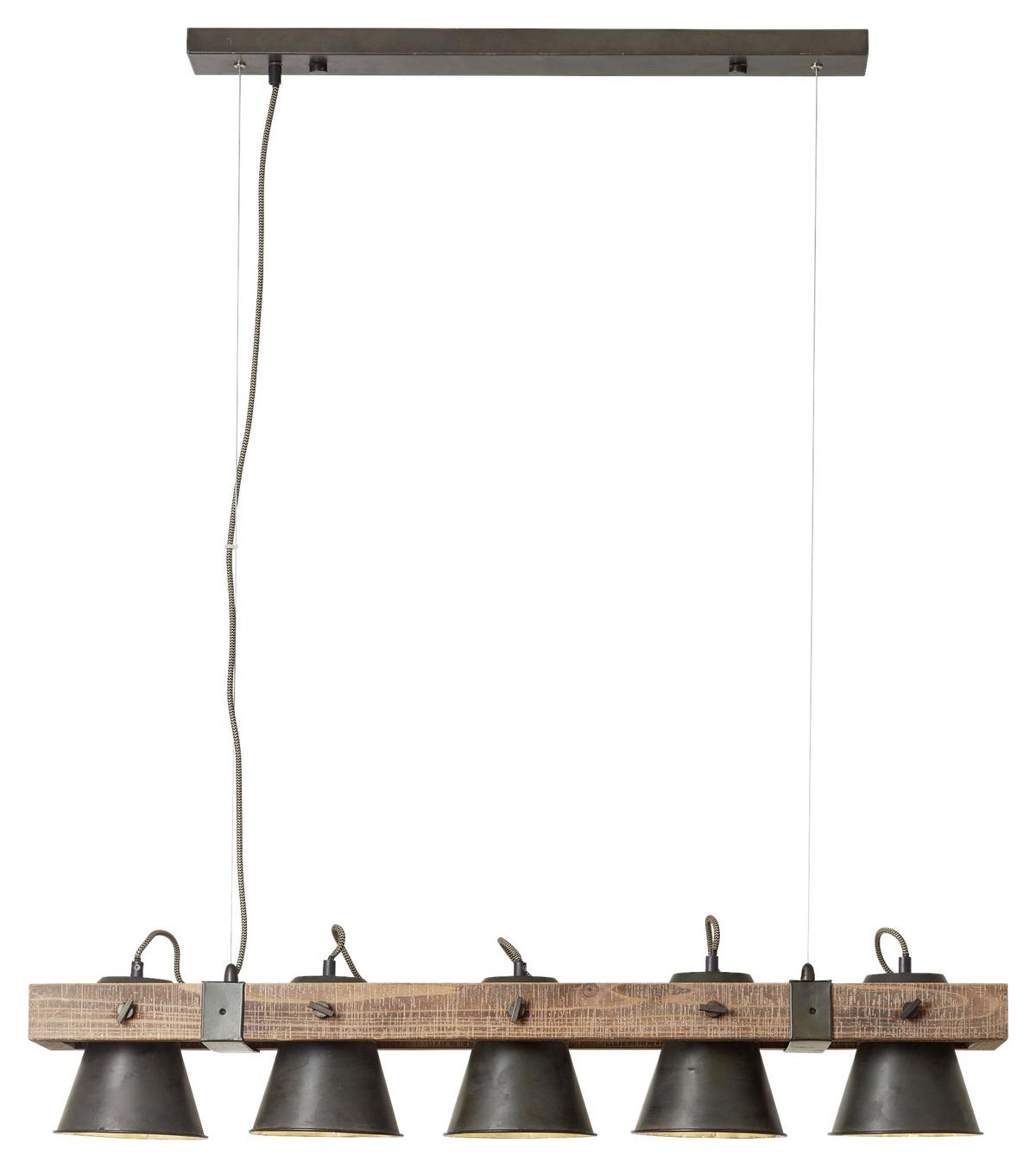 Hängeleuchte Plow Schwarz max. 10 Watt - Schwarz, Natur, Holz/Metall (95/20/115cm) - Brilliant