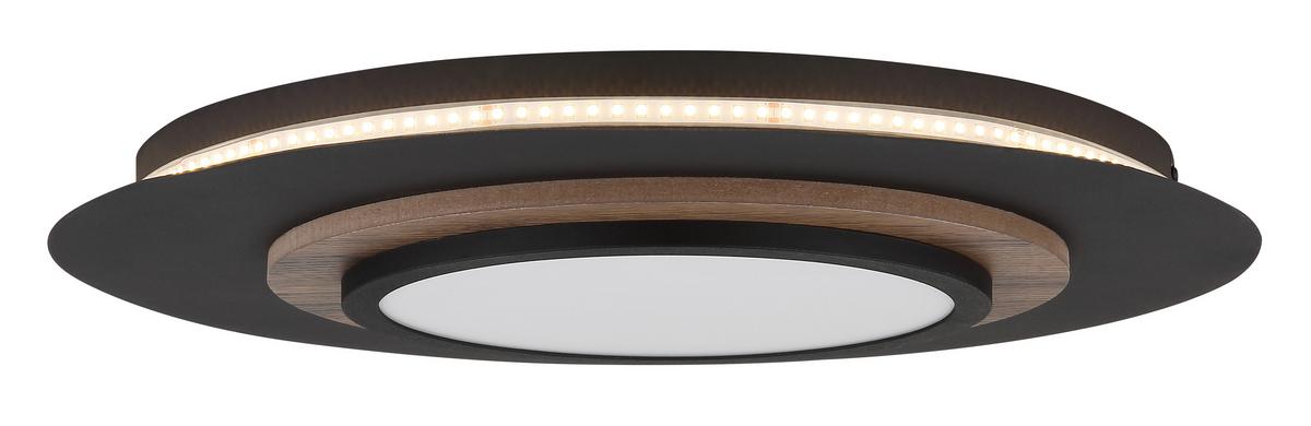 LED-DECKENLEUCHTE 67352-24 KORY - Weiss/Dunkelbraun, Natur, Holzwerkstoff/Kunststoff (48/5,6cm) - Globo