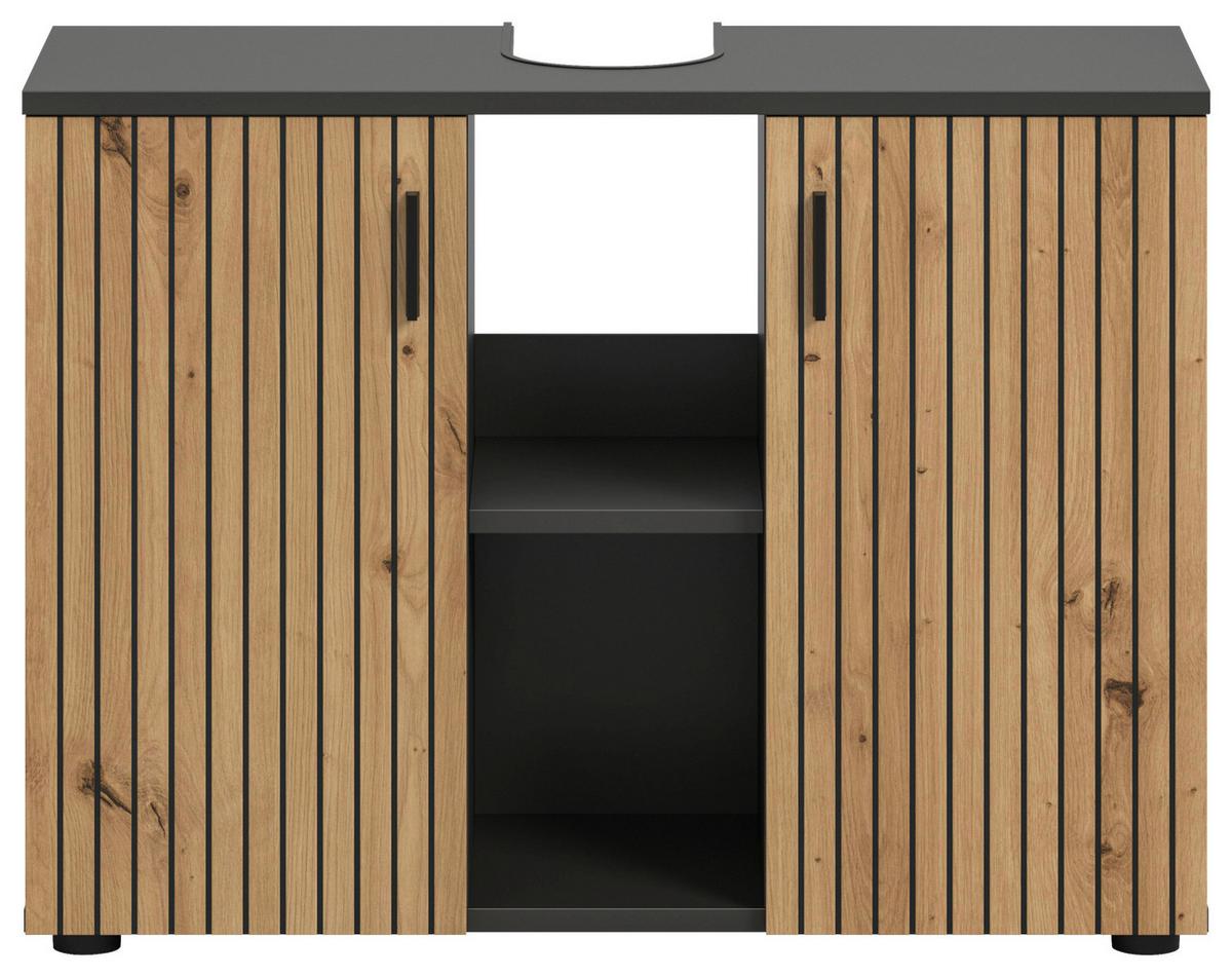 Omarica Za Pod Umivalnik Mone, Barva Hrasta, Siva - črna/hrast artisan, Basics, umetna masa/leseni material (80/59/30cm) - MID.YOU