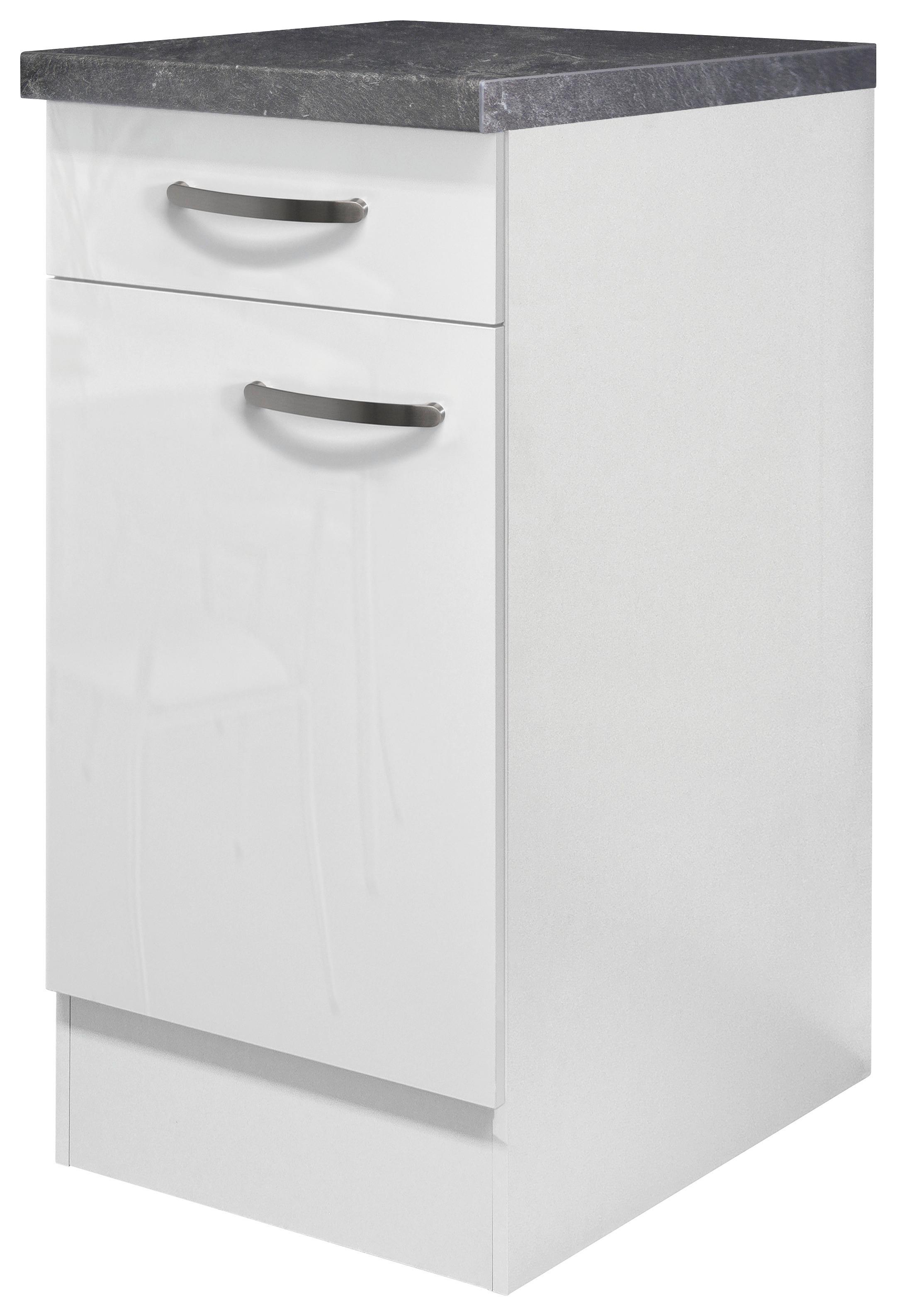 Kuhinjska Spodnja Omarica Alba, Bela, Š. 40 Cm - barve nerjavečega jekla/bela, Moderno, kovina/leseni material (40/86/60cm) - FlexWell