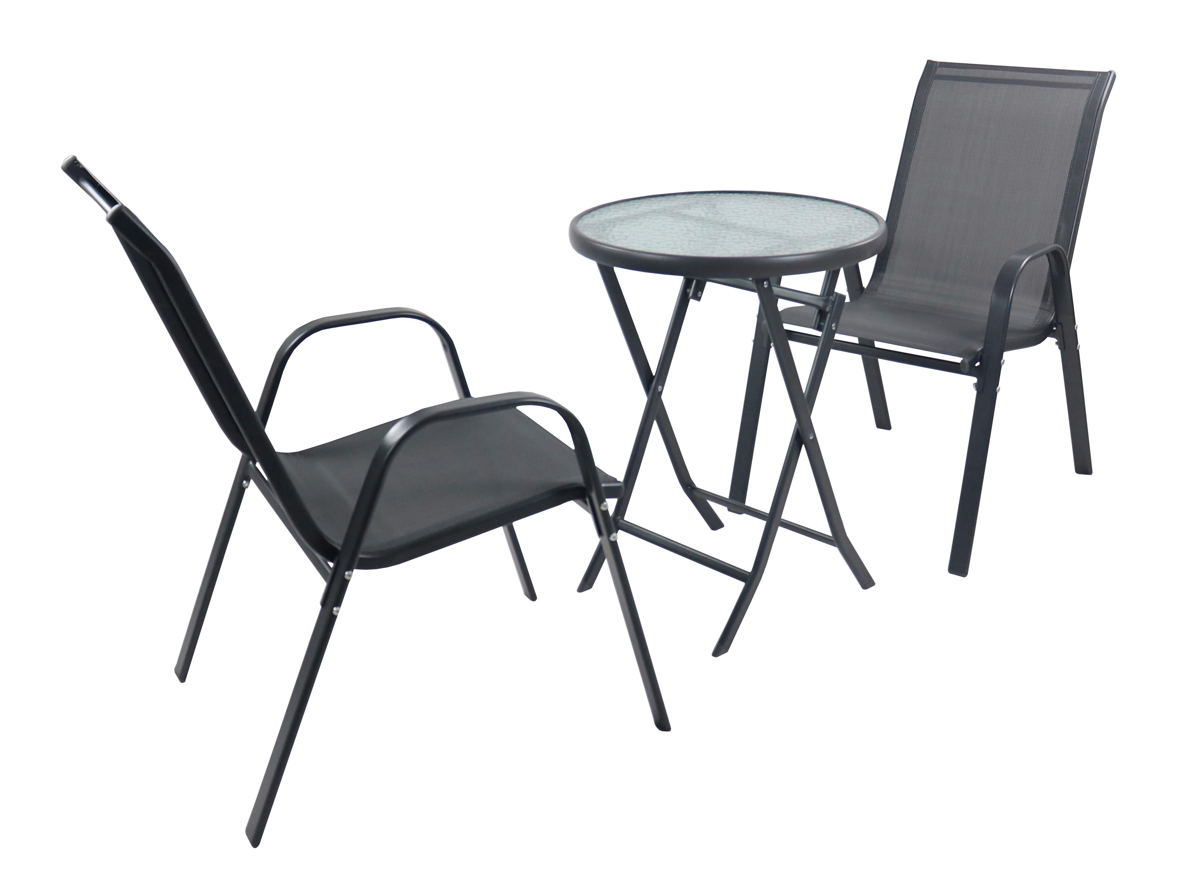 GARTENSET SONLAS L 920590 3-TLG - Anthrazit, Modern, Glas/Metall - MID.YOU