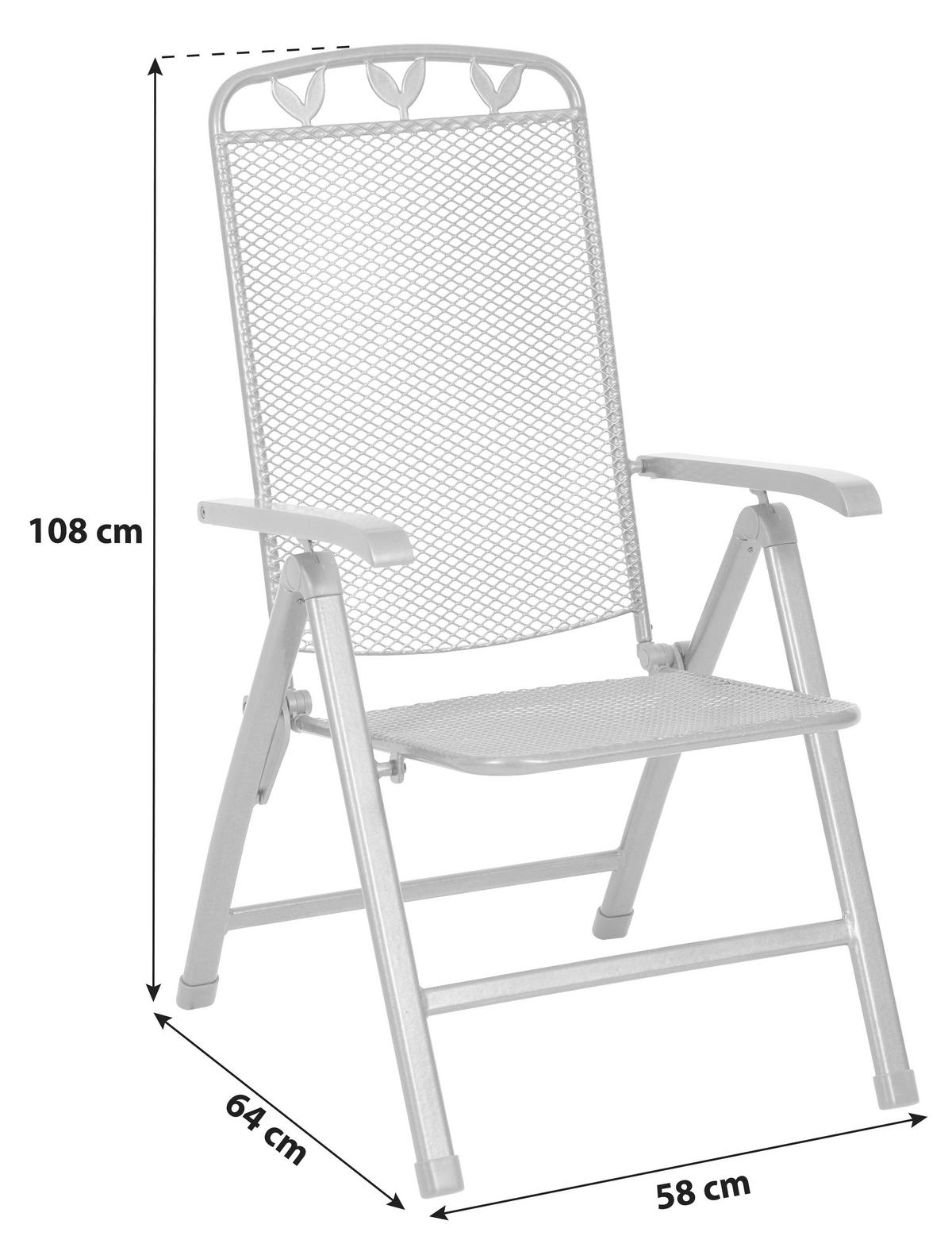 Gartensessel Toulouse Grau Metall - Grau, Basics, Metall (58/108/64cm) - Gardenson