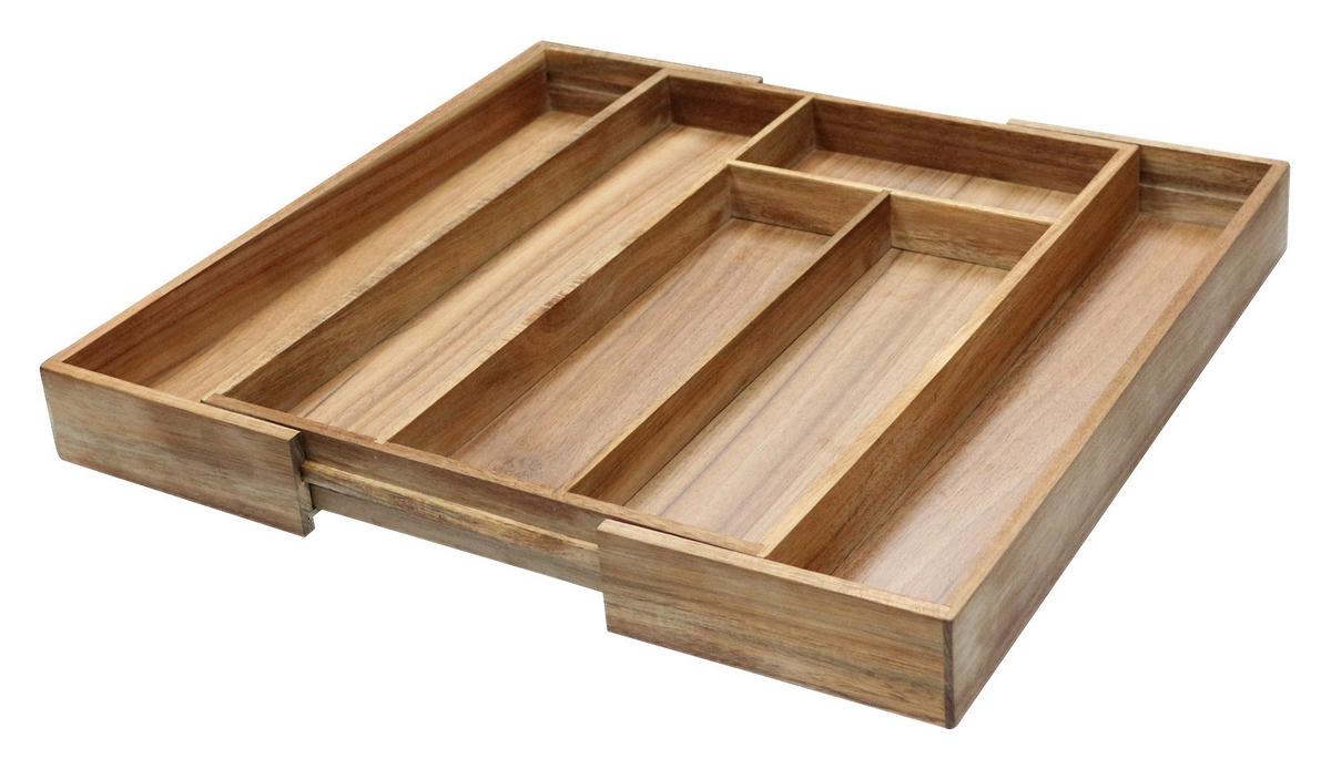 Besteckeinsatz Kristian aus Akazie vollmassiv - Naturfarben, KONVENTIONELL, Holz (30-50/42/5cm) - Zandiara