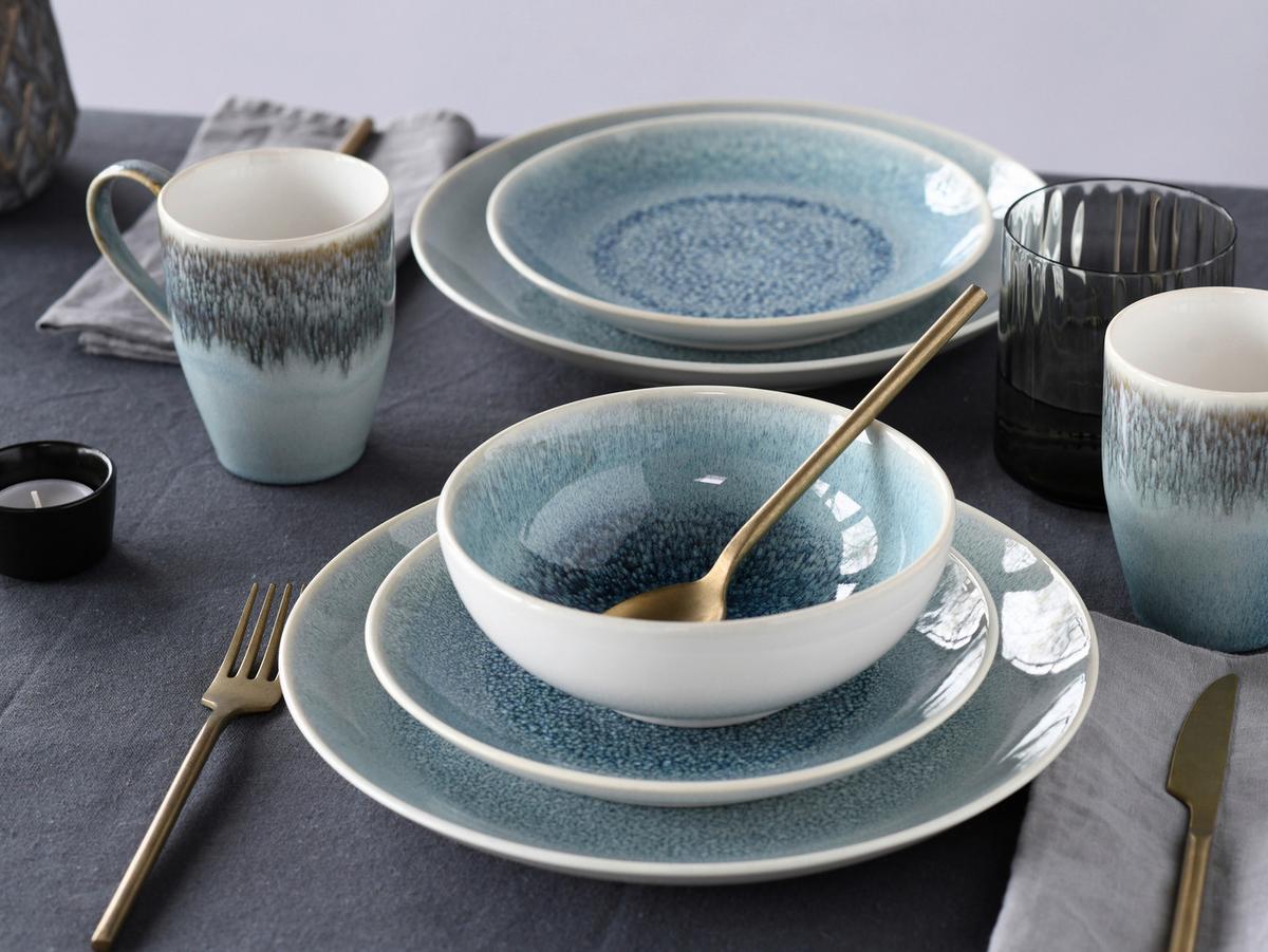 Kombinirani Servis Caldera Eisblau, 8-Delni - svetlo modra/bela, Basics, keramika - Creatable