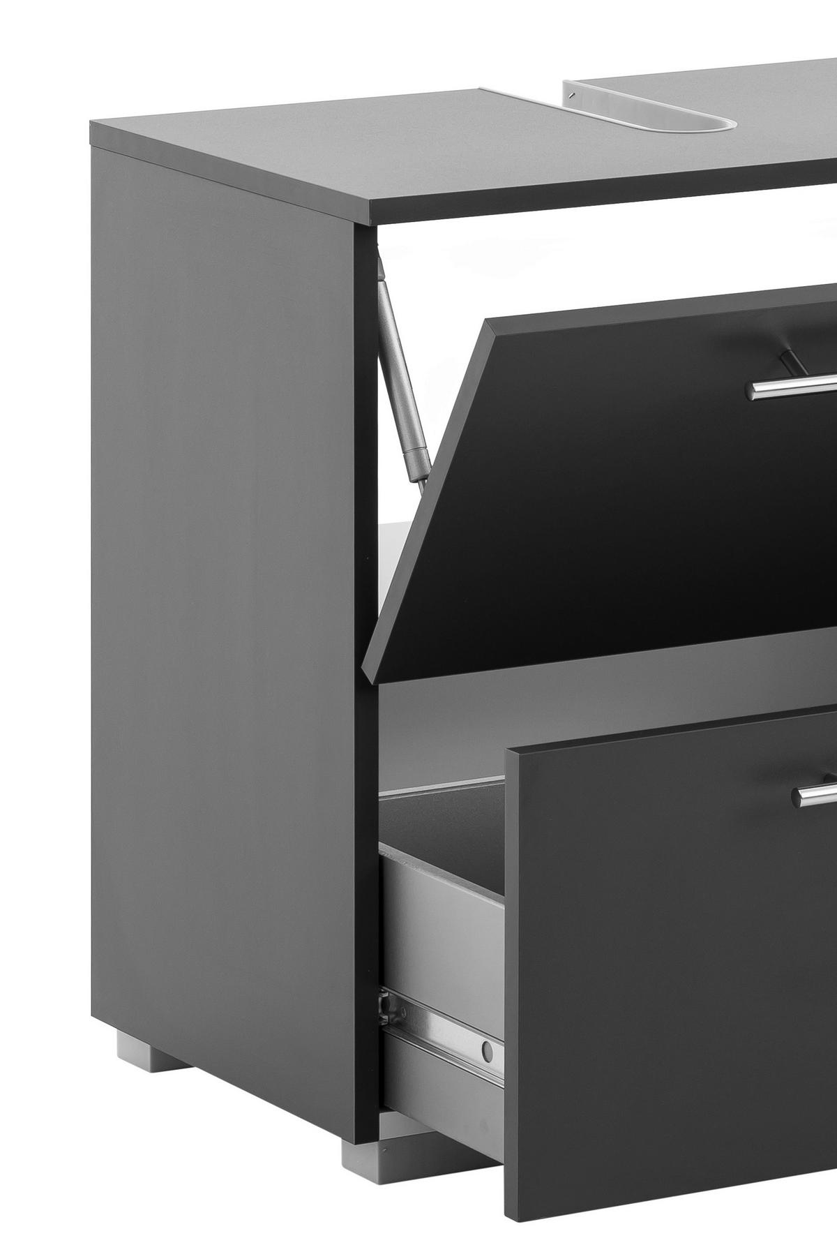 Waschbeckenunterschrank , anthrazit - Chromfarben/Anthrazit, KONVENTIONELL, Holzwerkstoff/Metall (80,2/59,1/35cm) - MID.YOU