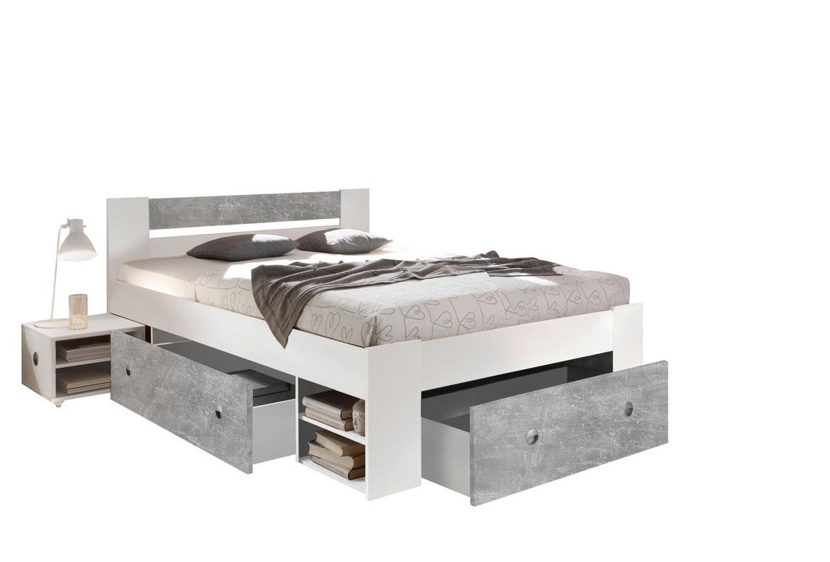 Posteljna Garnitura Stefan, S Predali, 140x200 - siva/bela, Moderno (140/200cm) - Boxxx