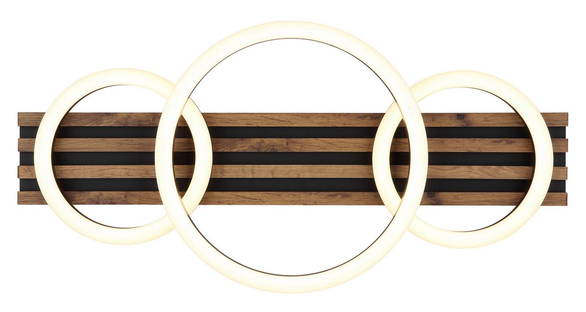 LED-DECKENLEUCHTE 67353D3 TISHA - Weiss/Dunkelbraun, Natur, Holzwerkstoff/Kunststoff (30/9,5cm) - Globo