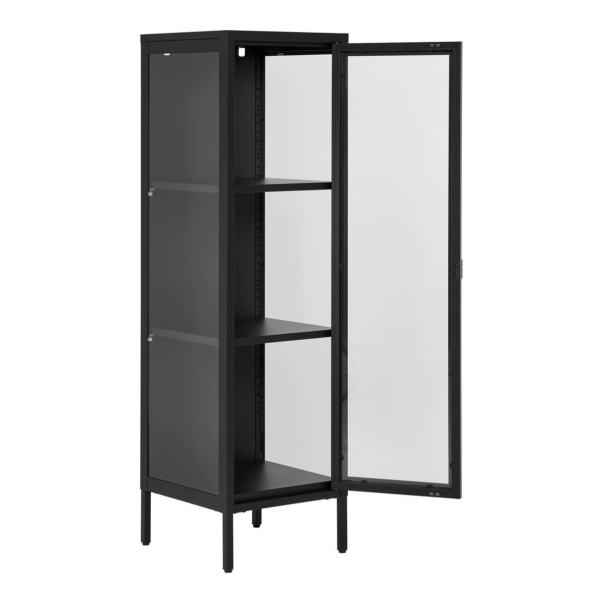Vitrine Brisbane Schwarz - Transparent/Schwarz, Design, Glas/Metall (35/140/40cm) - MID.YOU