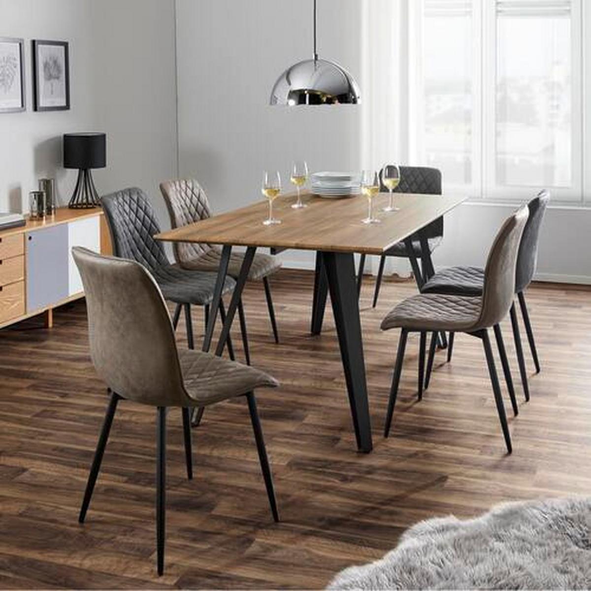 Esstisch in Teakfarben Gino ca.160x90cm - Schwarz/Teakfarben, Modern, Holz/Metall (160/90/76cm) - Bessagi Home