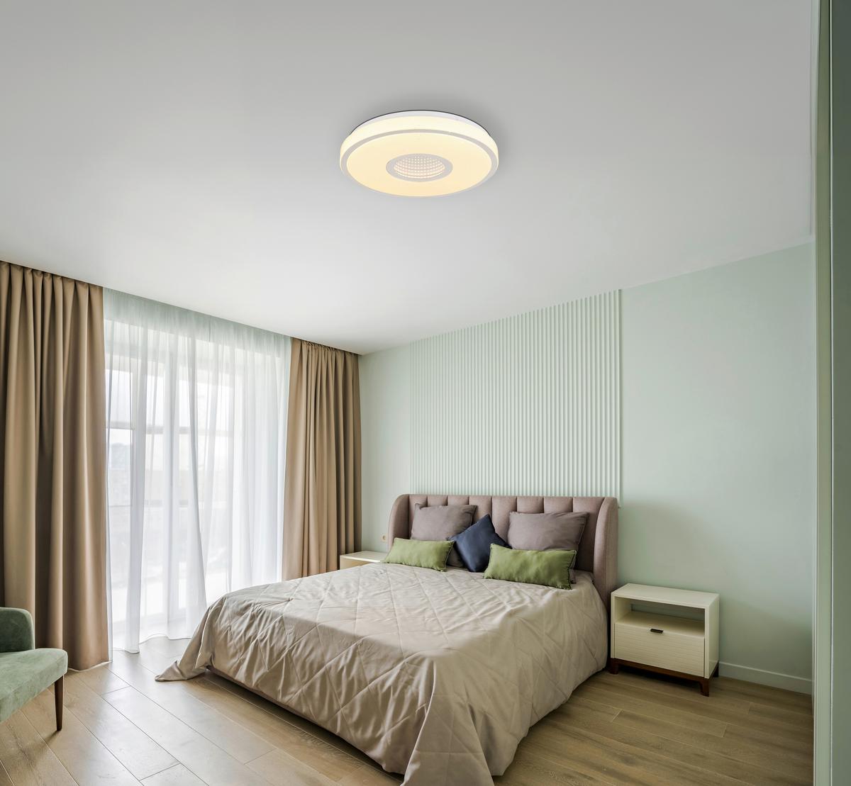 Led Stropna Svjetiljka Astania - bijela/boje kroma, Basics, metal/plastika (38/6,5cm) - Globo