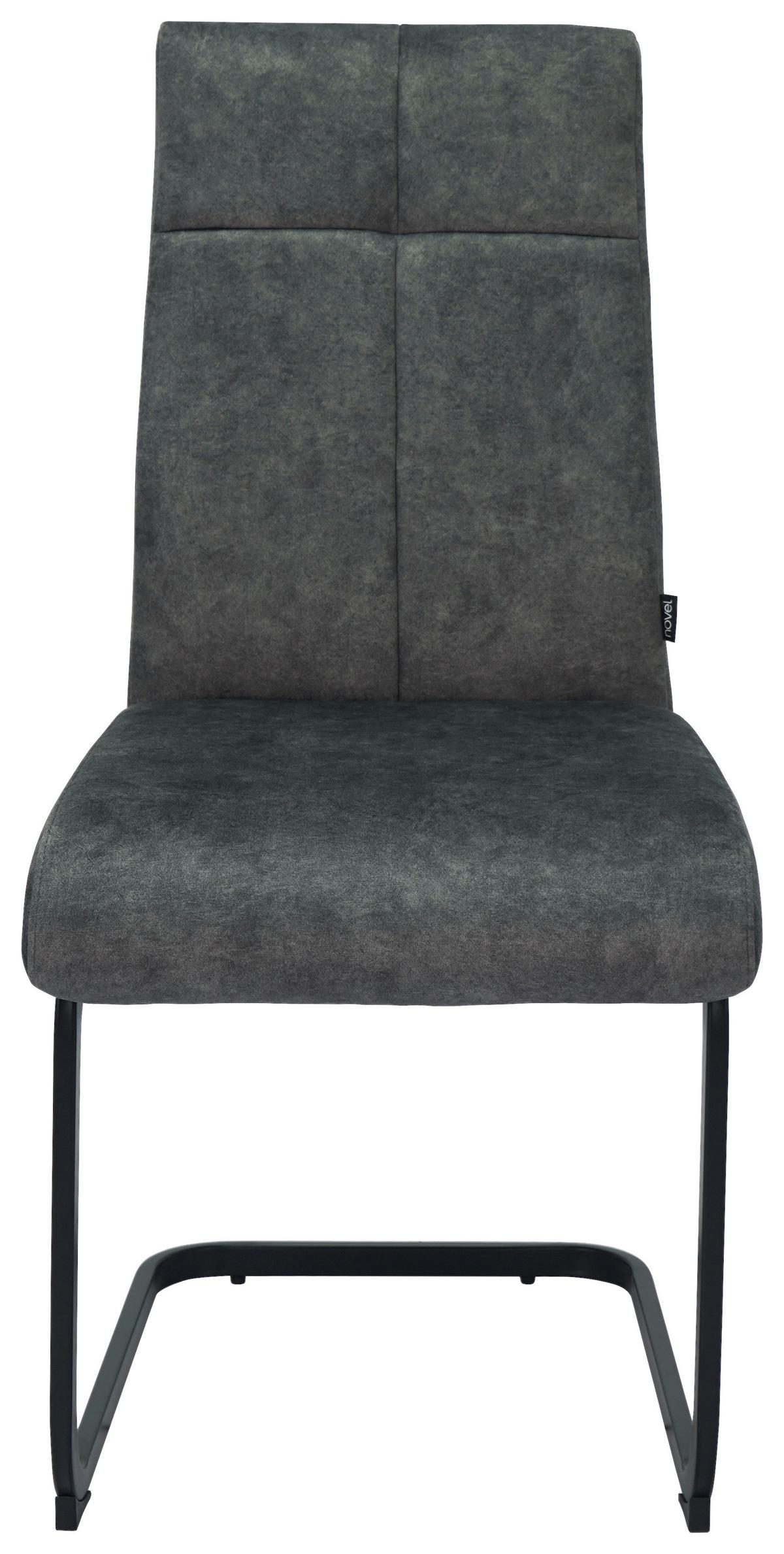 KRZESŁO NA PŁOZIE GISMO - antracytowy/czarny, Design, metal/tkanina (45/92/62cm) - Novel