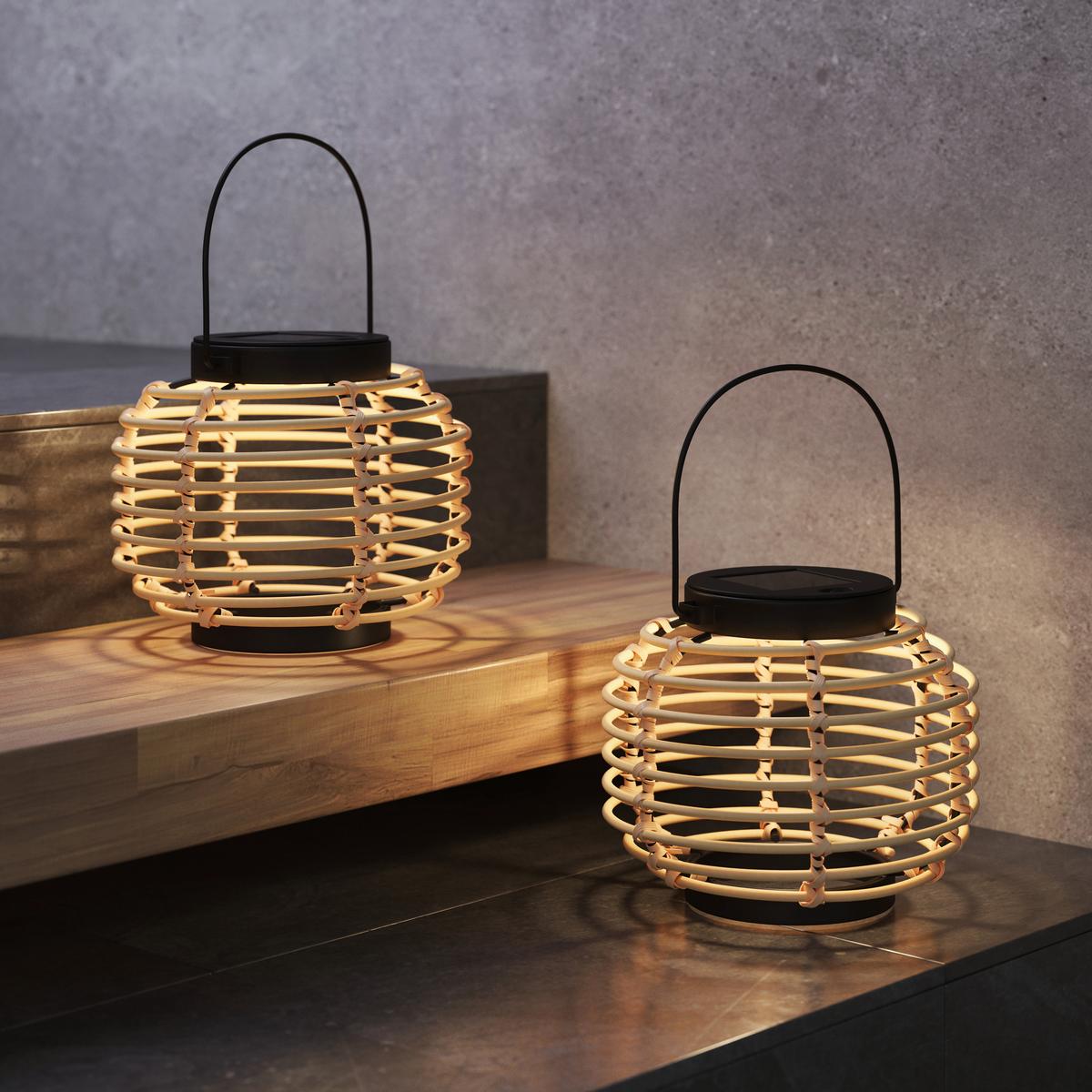 Solarleuchte Zale max. 0,06 Watt - Schwarz/Naturfarben, MODERN, Kunststoff/Metall (15,5/15-21,5cm) - Modern Living