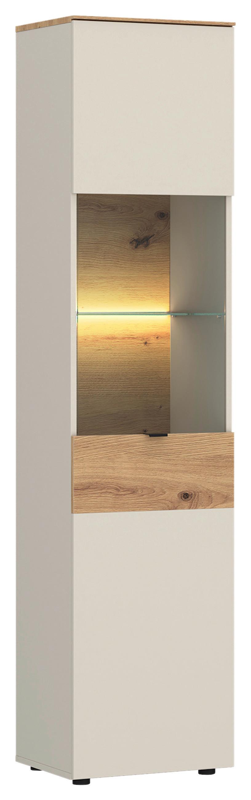 Vitrina Viona - kašmir/hrast Artisan, Basics, staklo/drvni materijal (45/195/40cm) - Modern Living