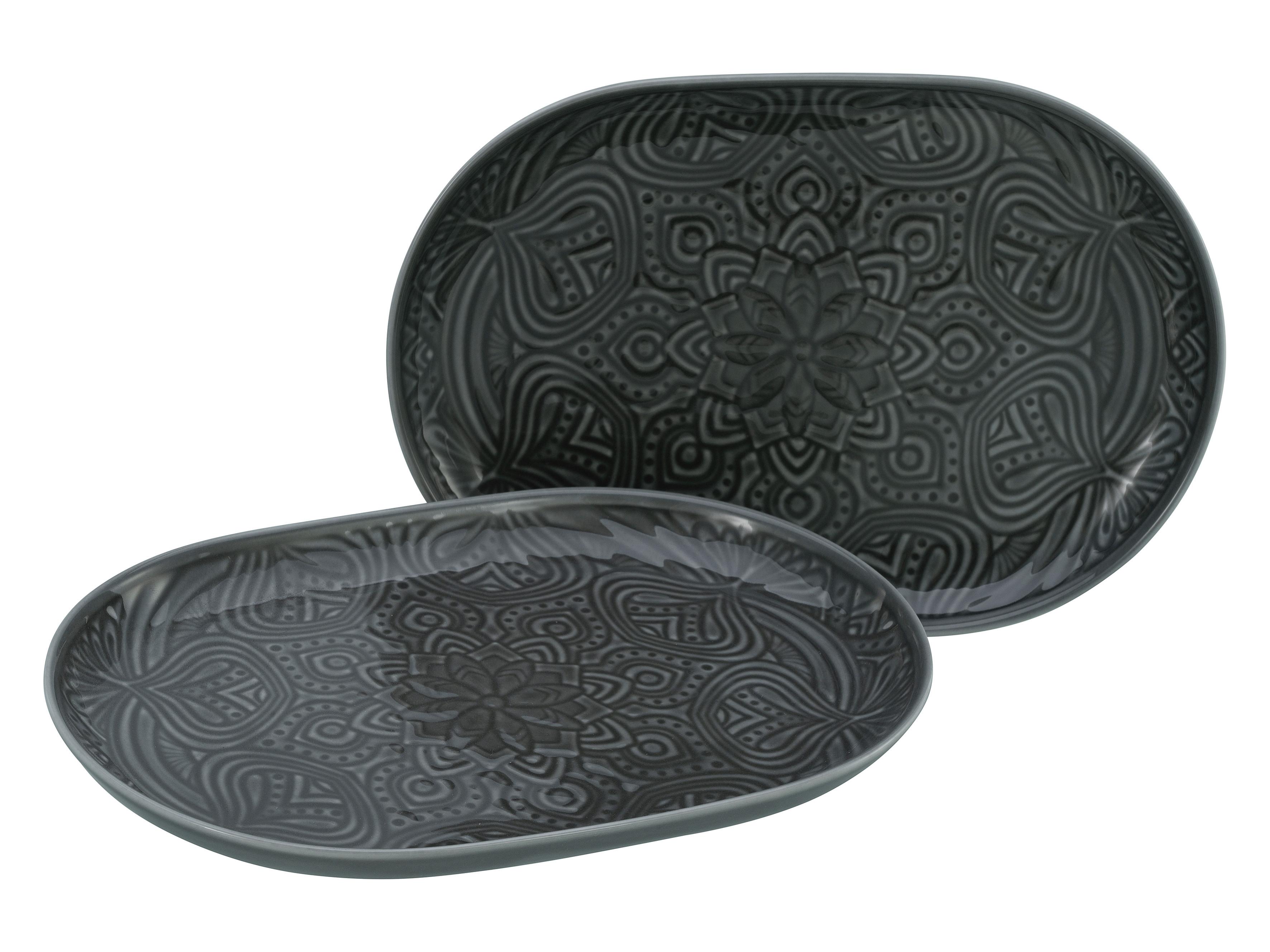 Set Pladnjev Za Serviranje Orient Mandala, 2-Delni - temno siva, Trend, keramika (30/23/7cm) - Creatable