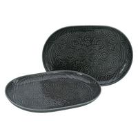 Set Pladnjev Za Serviranje Orient Mandala, 2-Delni - temno siva, Trend, keramika (30/23/7cm) - Creatable