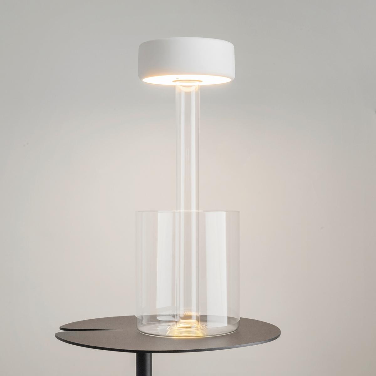 AKKU-TISCHLEUCHTE AI COLLABORATION - Weiss/Transparent, Design, Glas/Metall (12/34,8cm) - MAYTONI