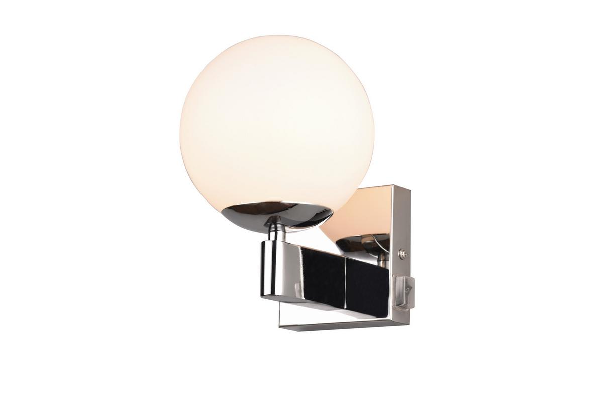 Wandleuchte Kula Weiß/Chromfarben max. 10 Watt - Chromfarben/Weiß, MODERN, Glas/Metall (14/20cm) - Trio Leuchten