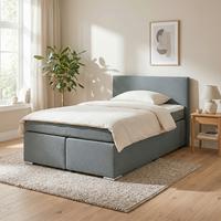 Boxspringbett Mira 2 Graphitfarben Ca. 160x200cm - Chromfarben/Graphitfarben, Modern, Holz/Kunststoff (160/200cm) - Based