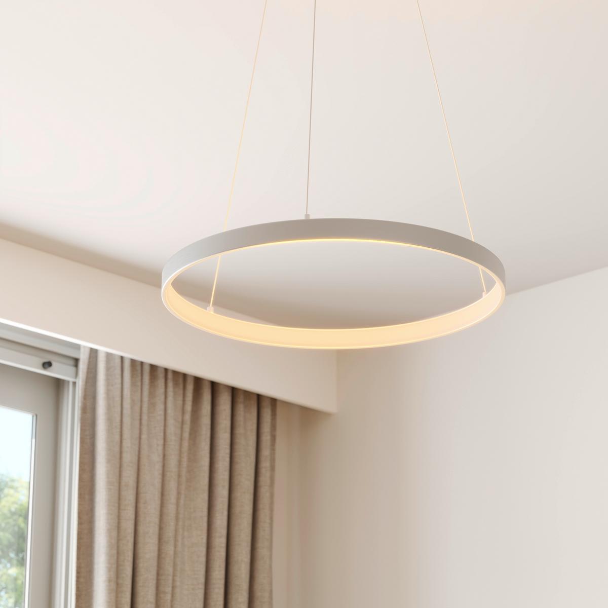 LAMPA ZWIESZANA LED 2851-95 HOOP - kolor aluminiowy, Design, tworzywo sztuczne/metal (57/180/200cm) - Paul Neuhaus