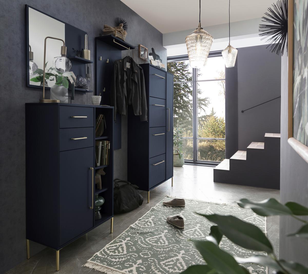 Garderobenpanel Kent ca.50x120,6x19,9cm Blau - Blau, Holzwerkstoff (50/110,6/20,9cm) - MID.YOU