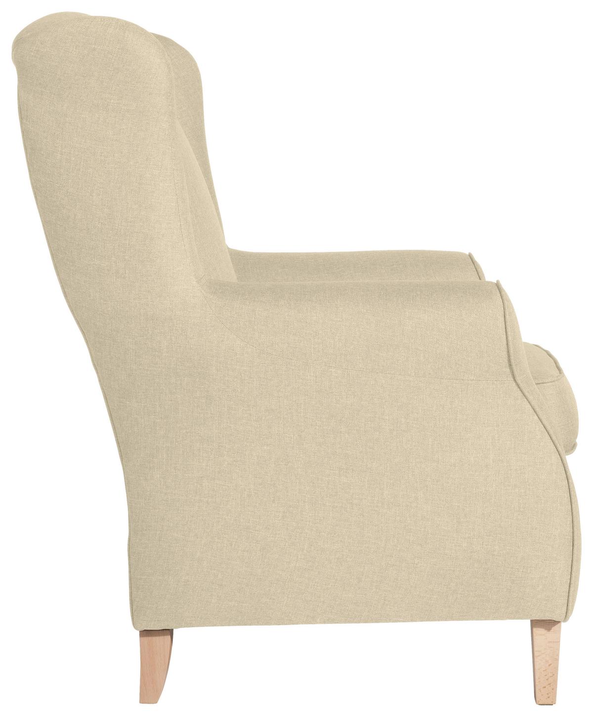 Ohrensessel Lorris Beige Falchgewebe - Beige/Buchefarben, MODERN, Textil (77/103/86cm) - Max Winzer