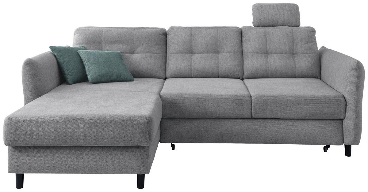 Wohnlandschaft Brizzini Silberfarben Chenille - Mintgrau/Silberfarben, MODERN, Holz/Textil (176/250-280cm) - Livetastic