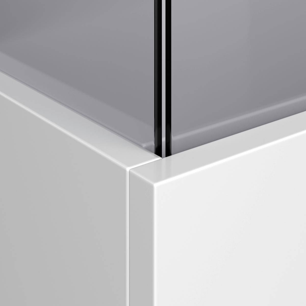 Vitrina Ambiente Plus - bijela/bijela visoki sjaj, Moderno, staklo/drvni materijal (48,5/199,1/43,6cm) - Modern Living