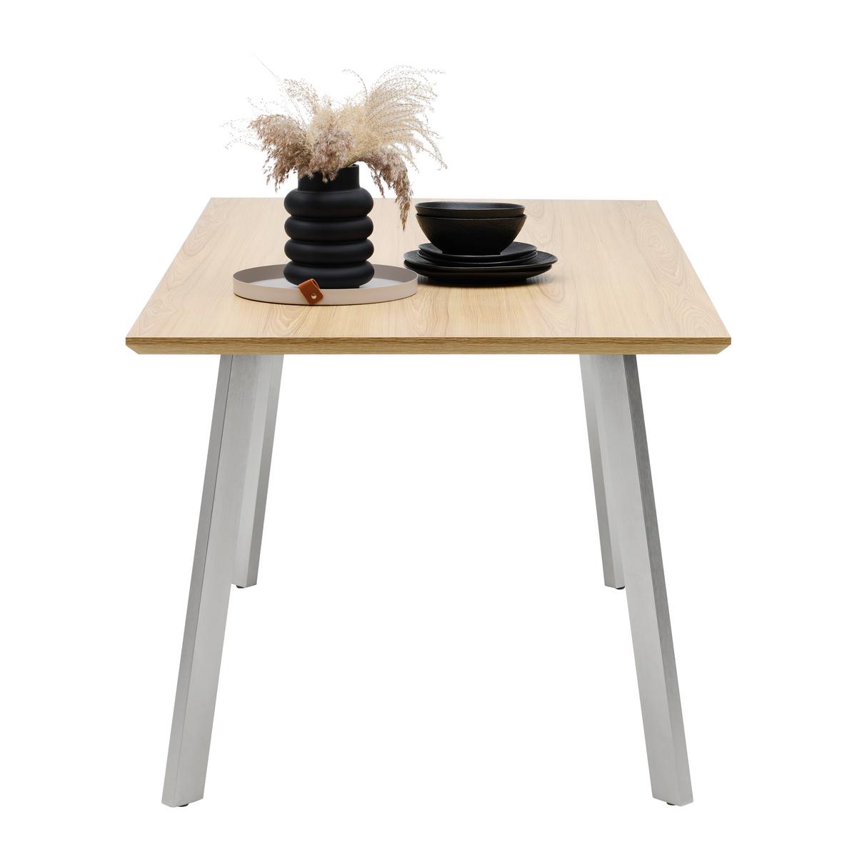 Esstisch Velasca Eichefarben/edelstahlfarben - Edelstahlfarben/Eichefarben, Design, Holzwerkstoff/Metall (160/76/90cm) - Mömax