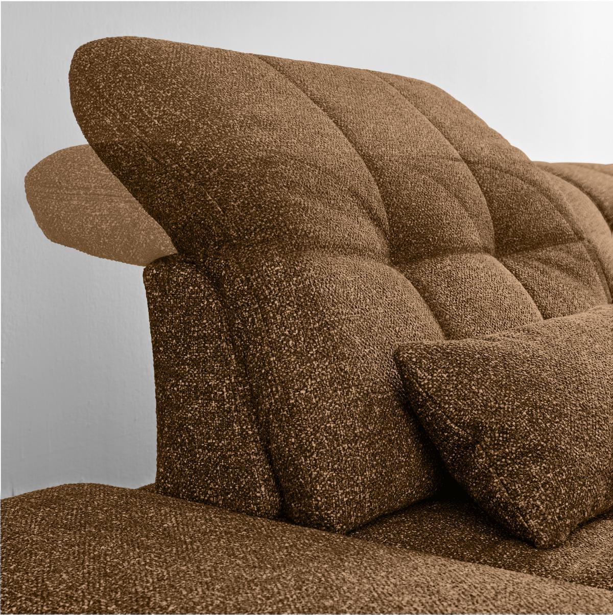Wohnlandschaft Sanfino Taupe/Cognac - Taupe/Chromfarben, KONVENTIONELL, Holz/Textil (305/79-96/199cm) - Premium Living