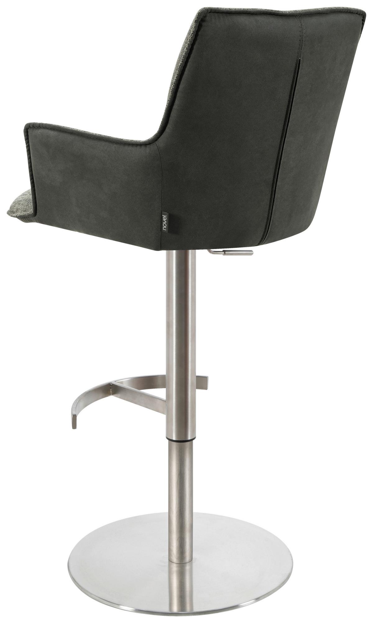 STOŁEK BAROWY OSAKA 2.0 - kolor stalowy/czarny, Design, metal/tkanina (56/100/56cm) - Novel
