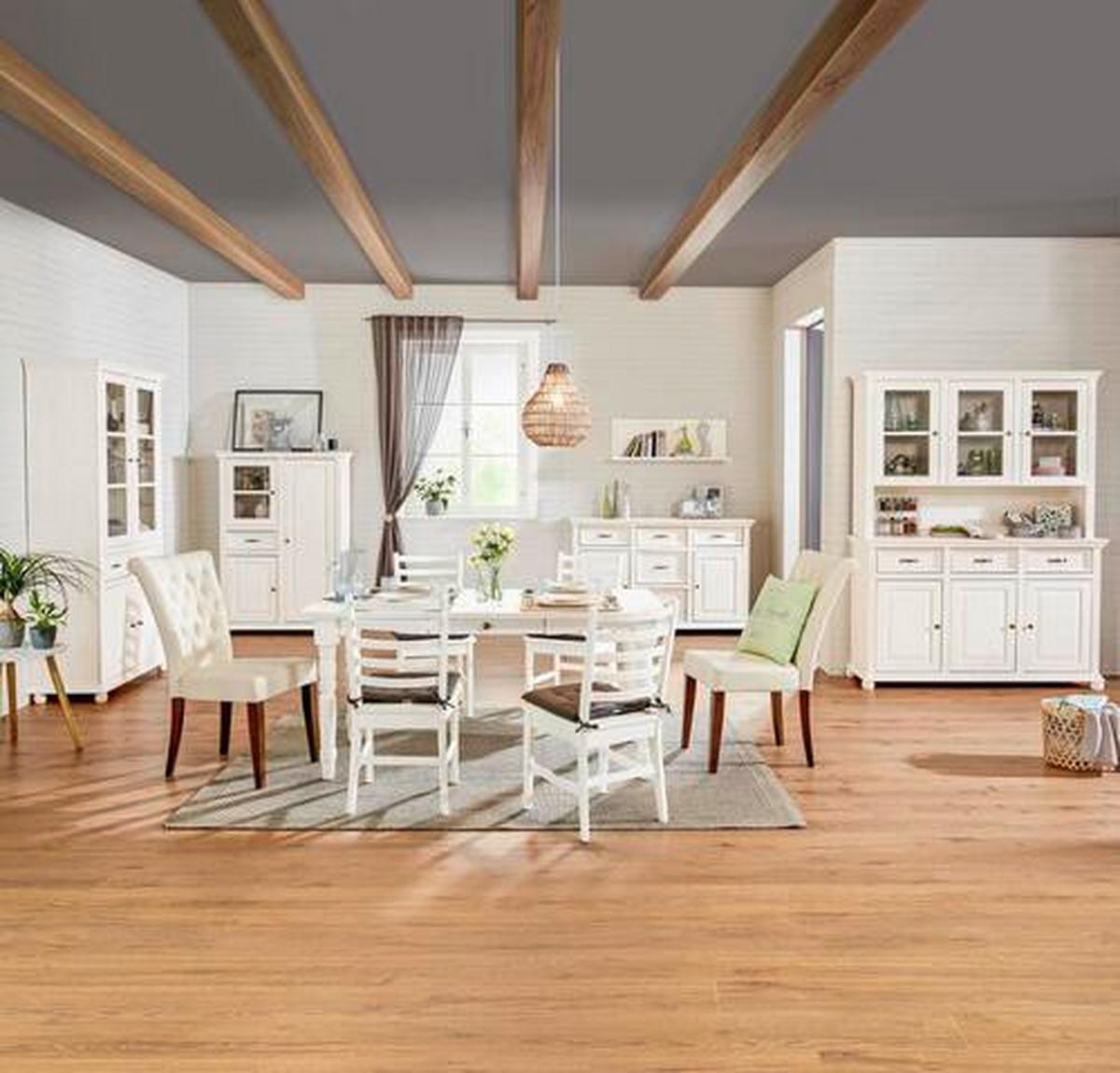 Wandboard Elena Weiss - Weiss, Romantik / Landhaus, Holz (100/35/25cm) - Zandiara