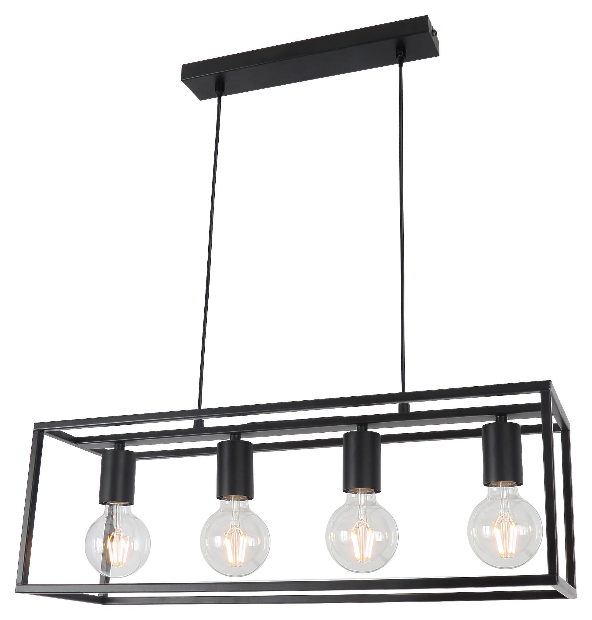 Hängeleuchte Qaudri max. 40 Watt - Schwarz, KONVENTIONELL, Metall (61/18/120cm) - Modern Living