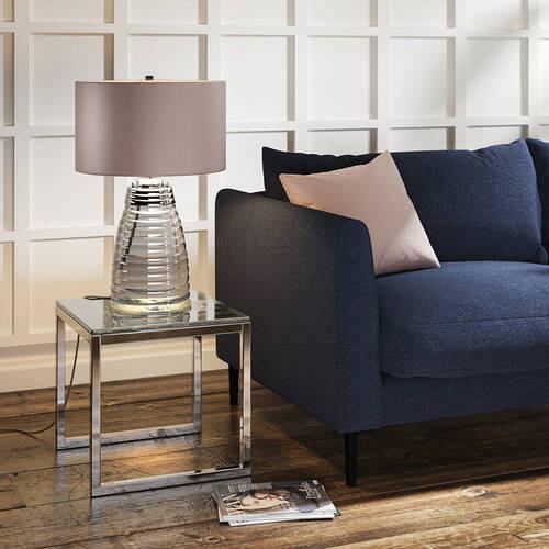 Stolna Svjetiljka Qn-Milne-Tl-Grey - siva/boje nikla, Design, staklo/metal (41/64.3cm) - Elstead Lighting
