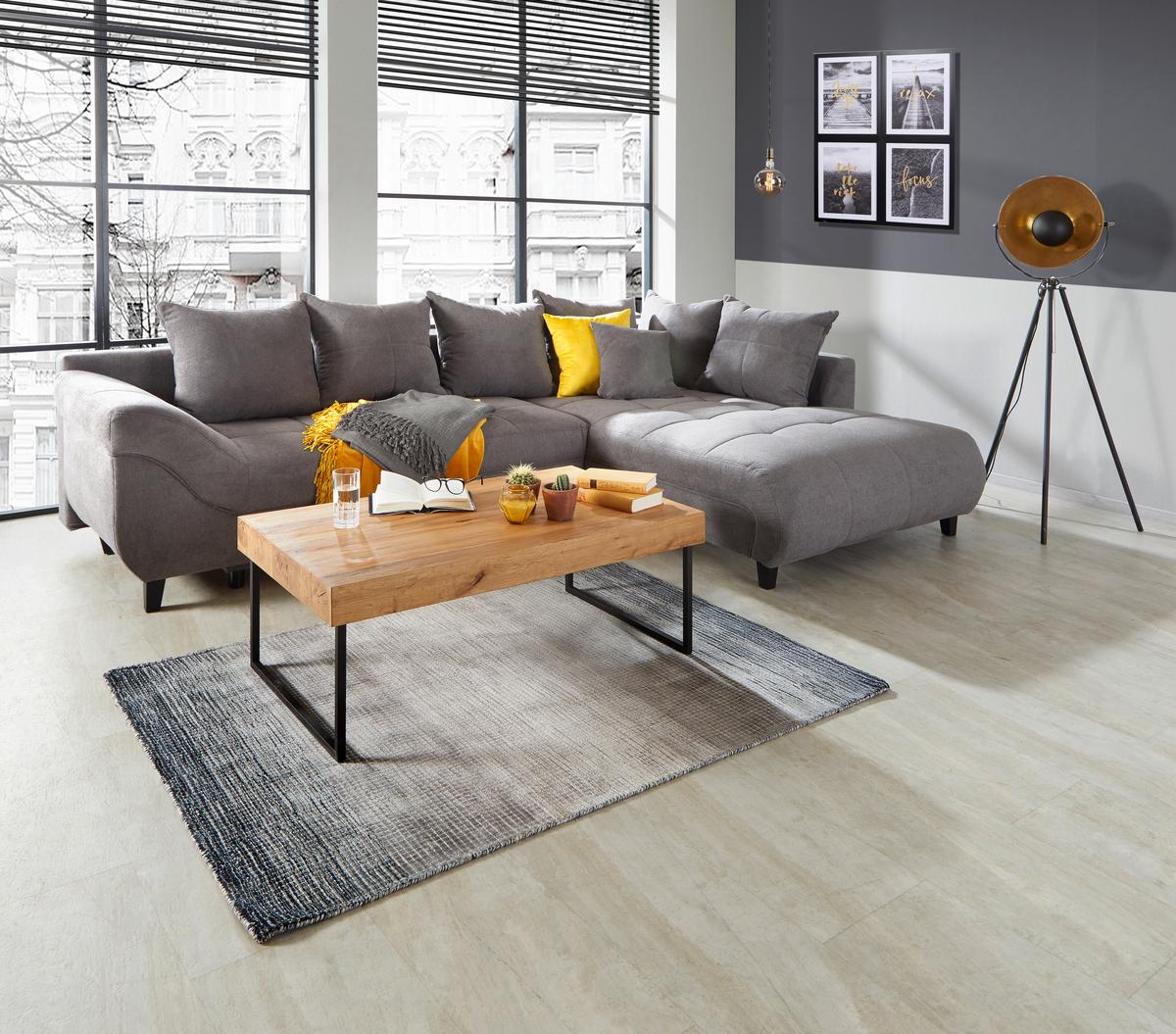 Sedežna Garnitura Mendoza, Siva, Ležišče, Predal - siva/črna, Design, tekstil/les (309/197cm) - Mömax