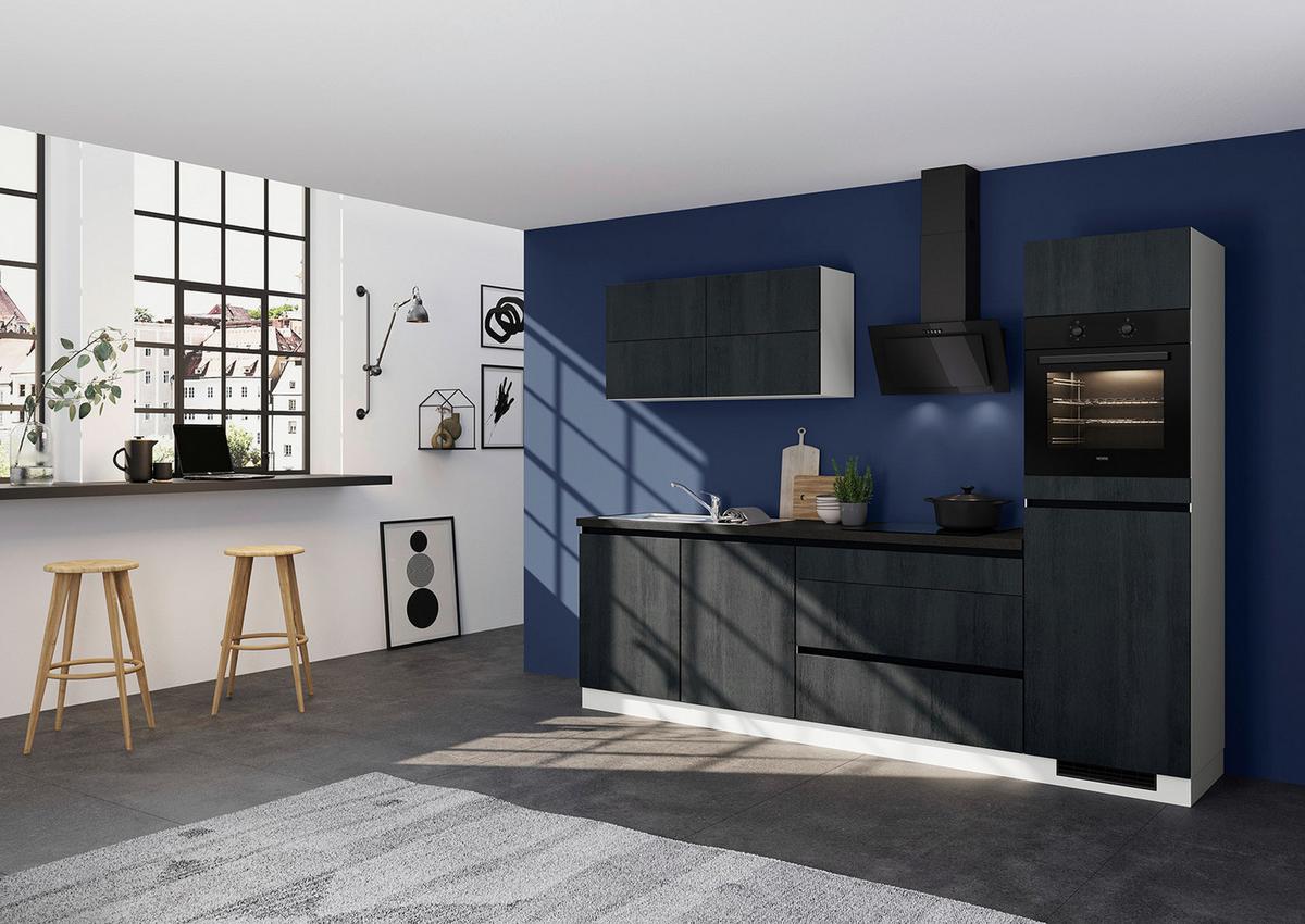 Küchenblock IBC ohne Geräte ca. 280 cm Eiche dunkel - Eiche dunkel/Hellgrau, Design, Holzwerkstoff (280cm) - Impuls