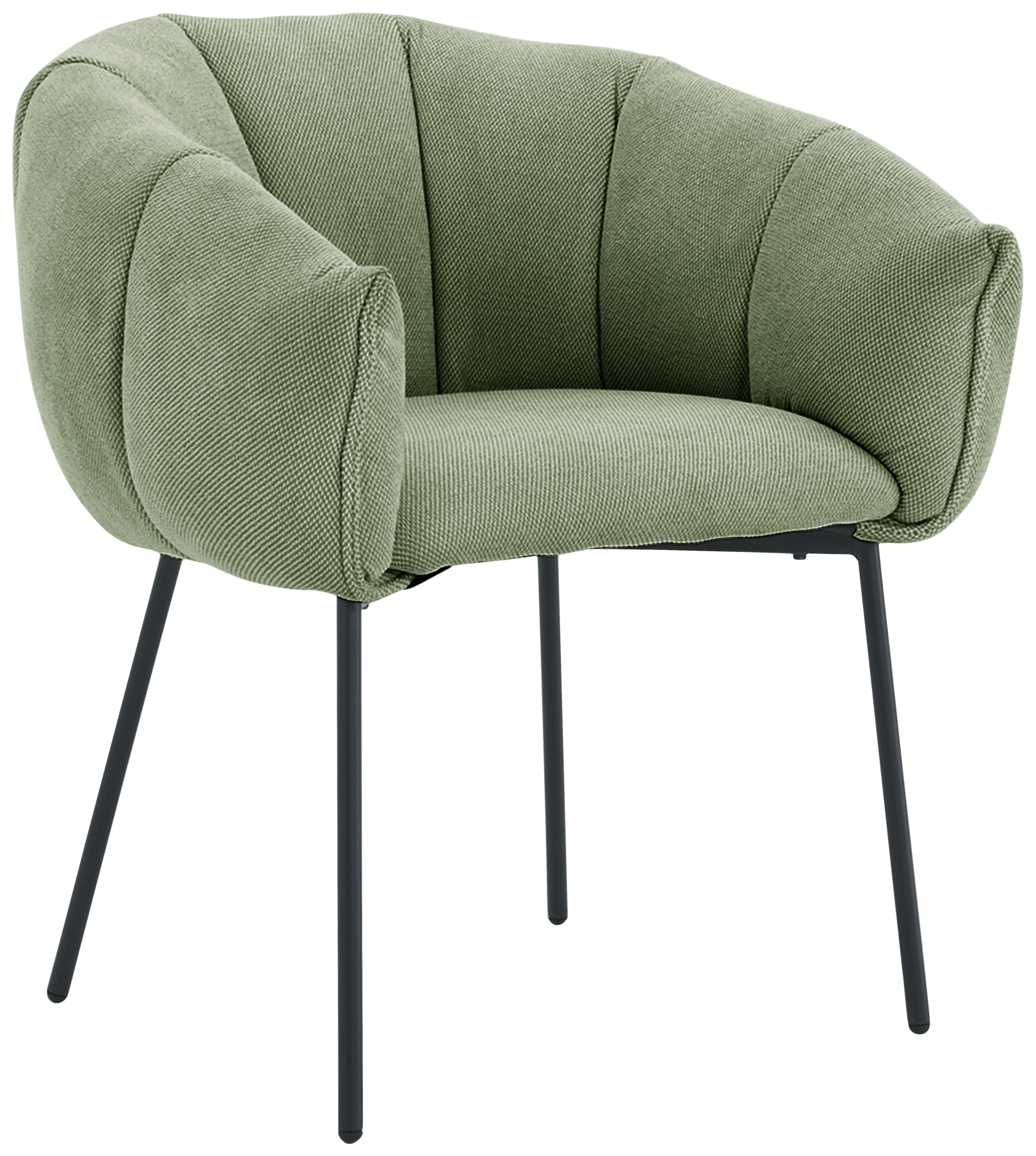 KRZESŁO Z PODŁOKIETNIKAMI LEJLA  -EXKLUSIV- - zielony/czarny, Design, metal/tkanina (66/78/72cm) - Carryhome