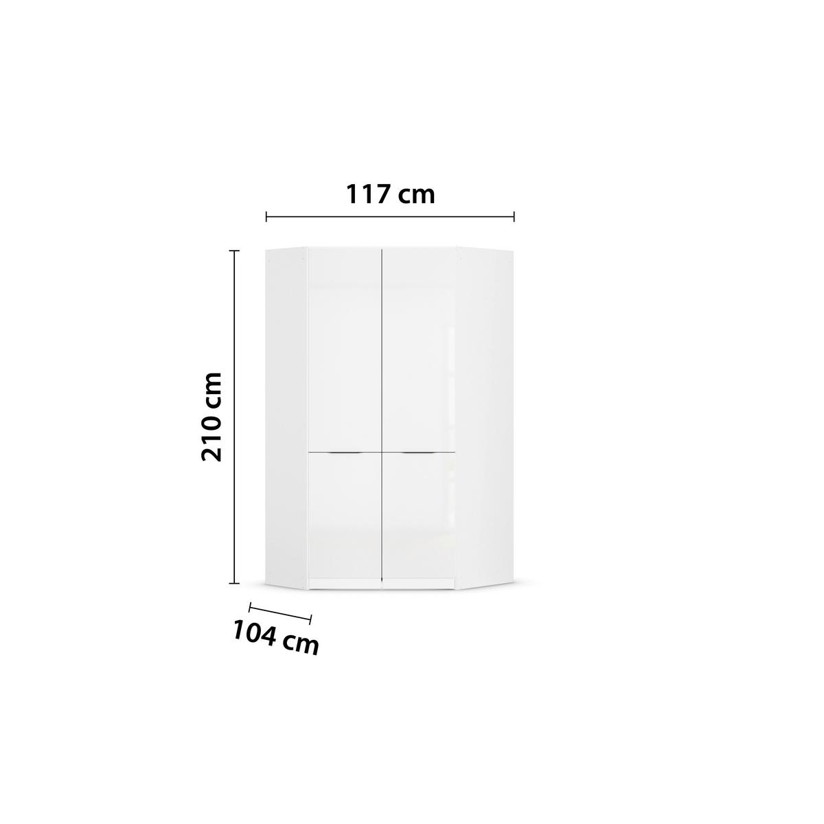 Ormar Kutni Max - bijela/siva, Konvencionalno, drvni materijal/plastika (117/210/104cm) - Modern Living